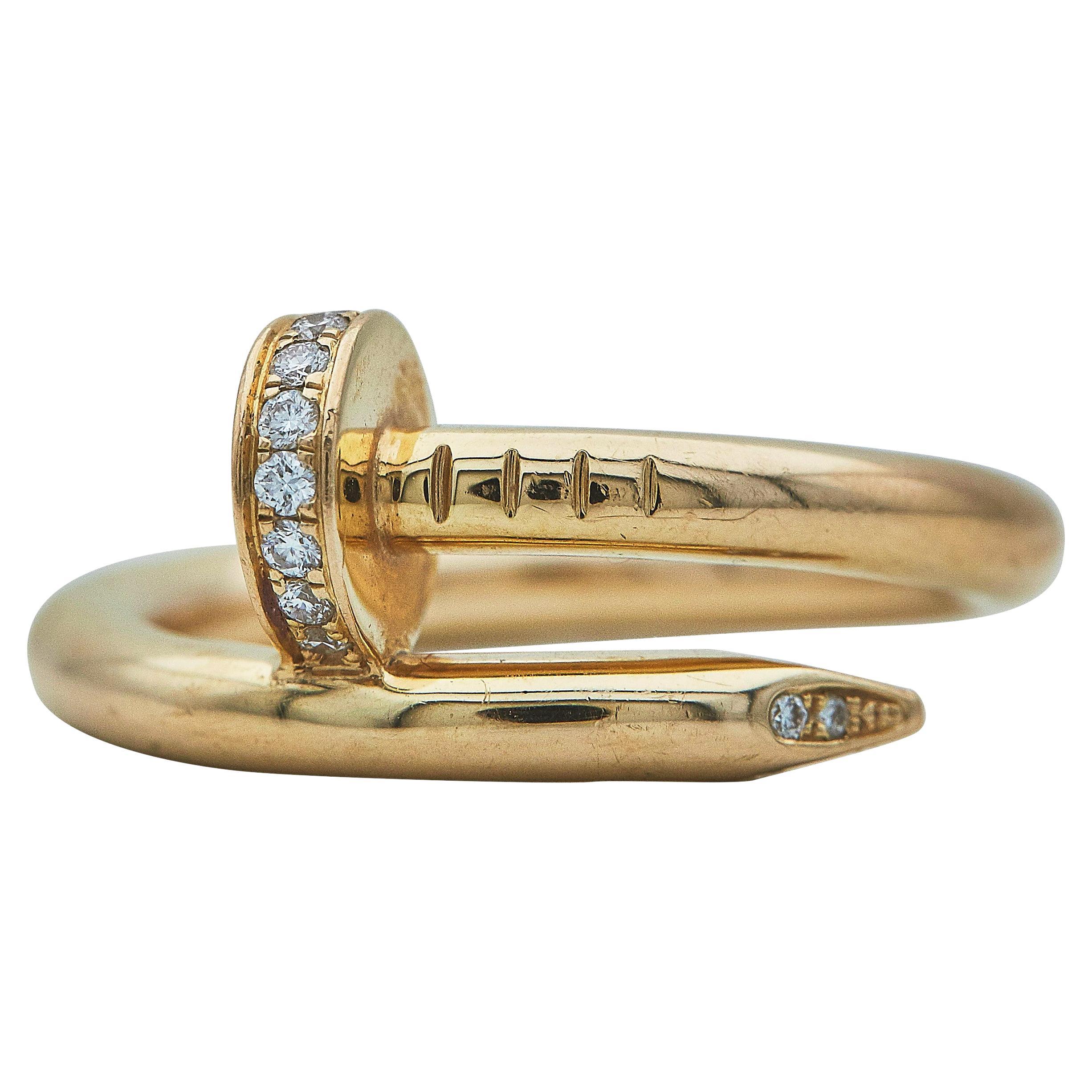 Cartier Juste un Clou Ring Klassisches Modell 18K Rose Gold Diamanten Größe 54 im Angebot