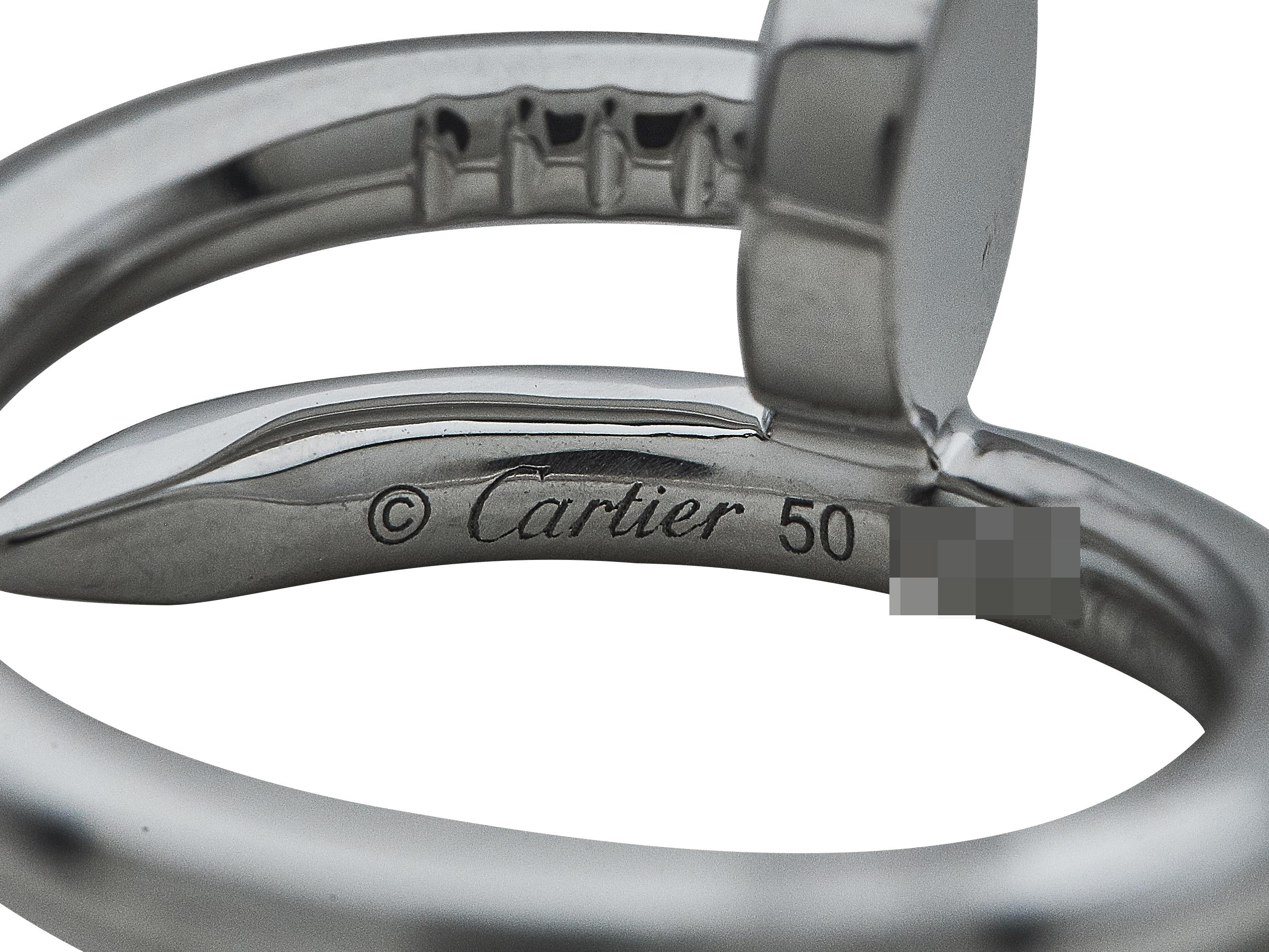 Anillo Cartier Juste un Clou Modelo Clásico Oro Blanco 18K Talla 50 en Excelente estado para la venta en New York, NY