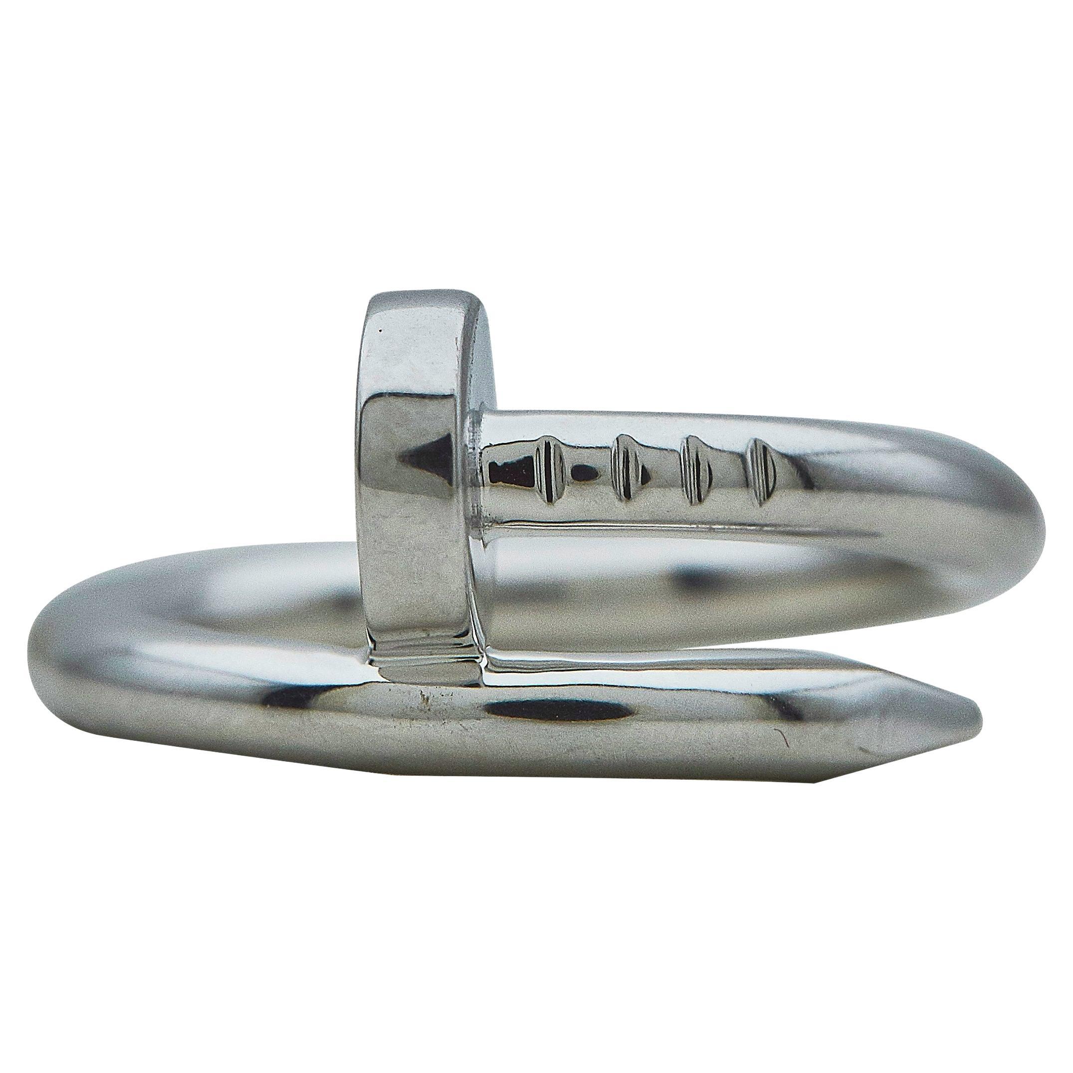 Cartier Juste un Clou Ring Classic Model 18K White Gold Size 50