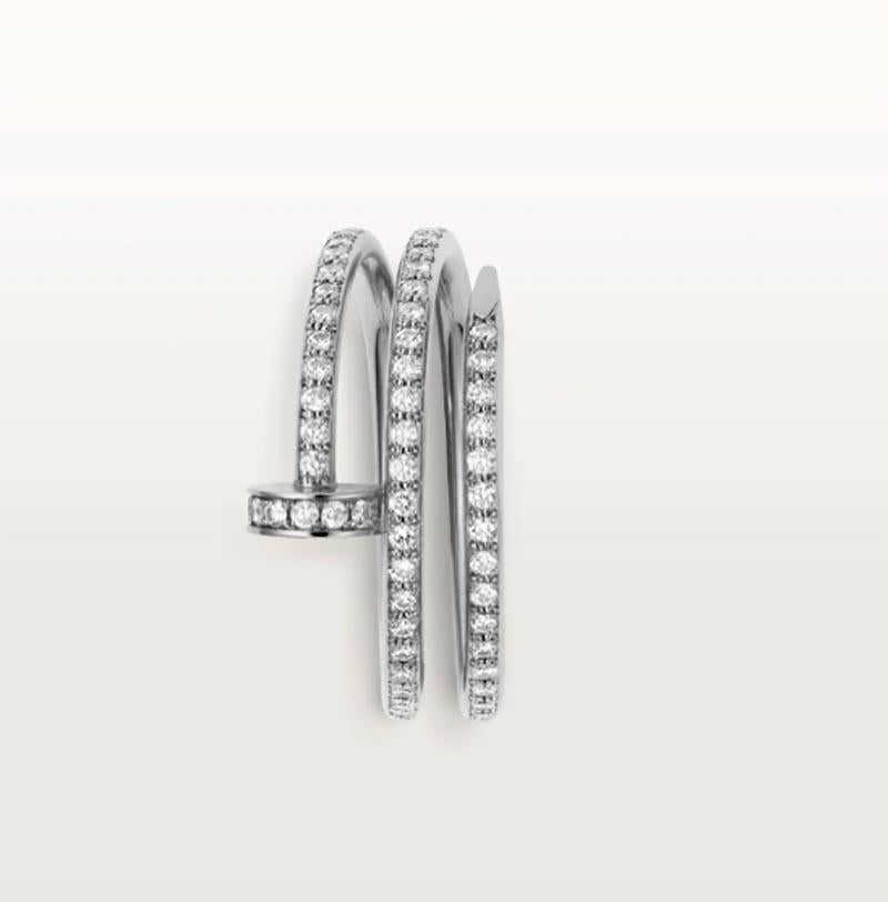 Modern Cartier Juste Un Clou Ring in 18k White Gold and Diamonds For Sale