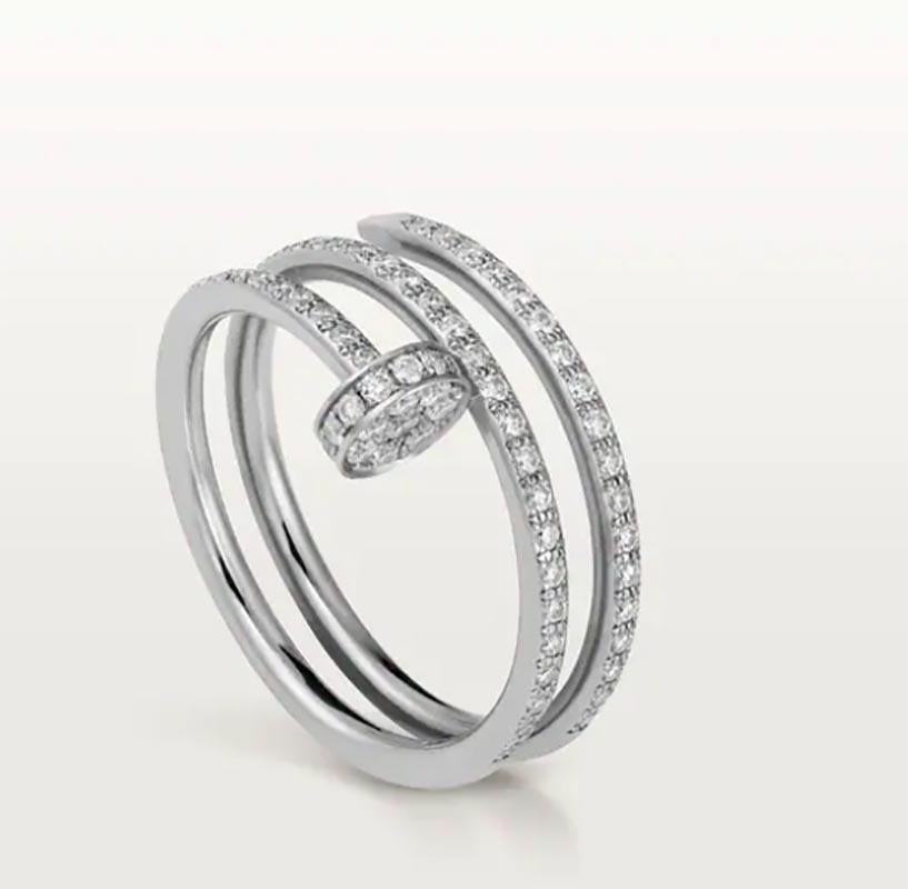 Cartier Juste Un Clou Ring in 18k White Gold and Diamonds In Excellent Condition For Sale In Miami, FL