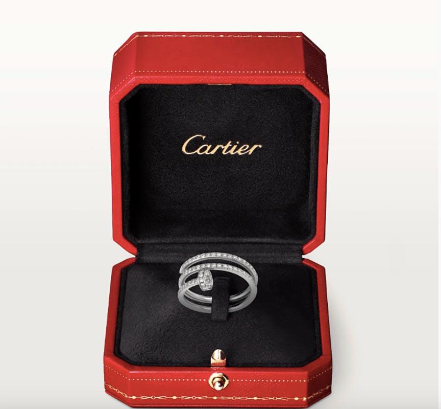 Women's or Men's Cartier Juste Un Clou Ring in 18k White Gold and Diamonds For Sale