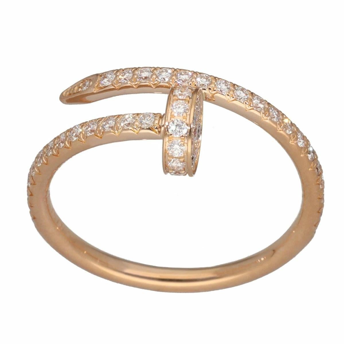 ■Item Number: 25180833
��■Brand: Cartier
■Product Name: Juste un Clou Ring SM, Pink Gold, Diamonds
■Model/Reference No.: B4231400
■Material: 53 Diamonds (0.40ct), 18K Pink Gold
■Weight: Approx. 2.6g
■Ring Size: EU：51 / USA：5.5
■Width: Approx. 1.71mm /
