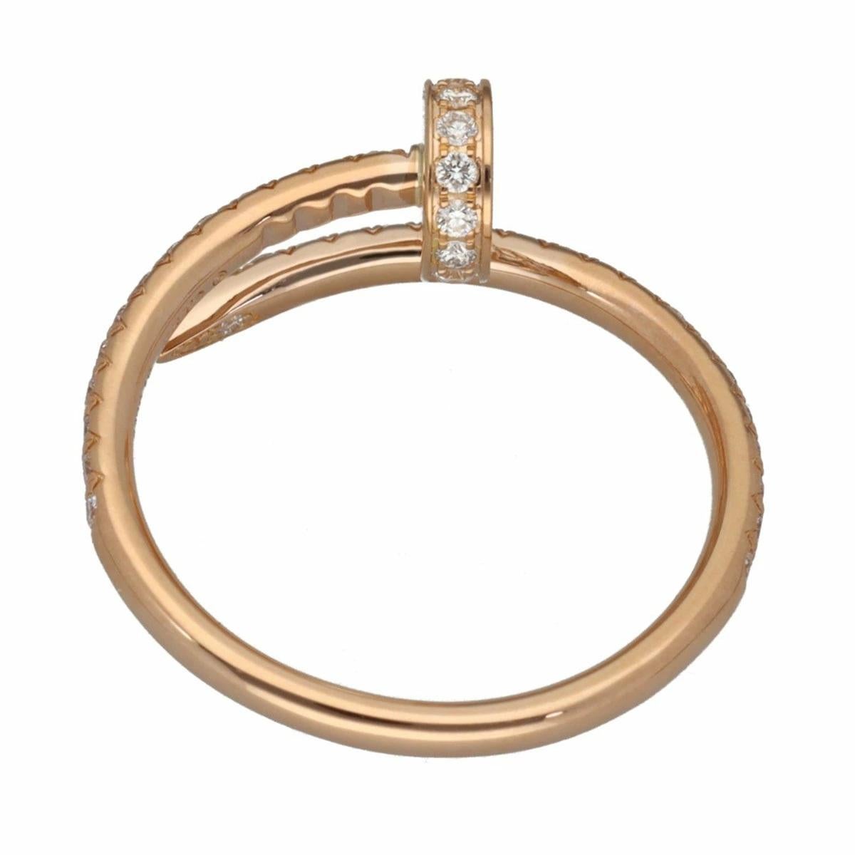 Taglio rotondo Cartier Juste un Clou Ring SM Diamonds 0.40ct 18K Pink Gold US 5 1/2 in vendita