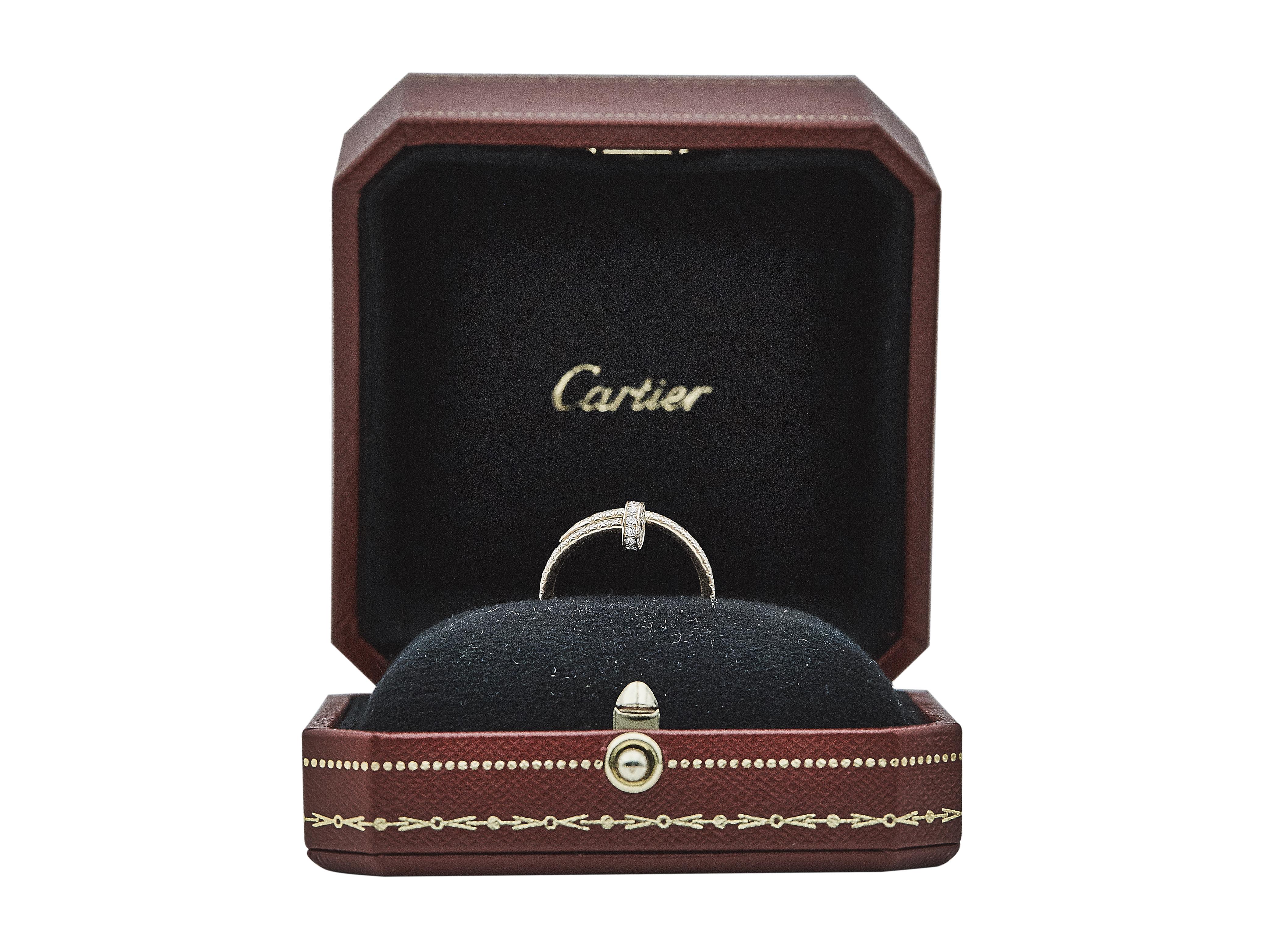 Cartier Juste un Clou Ring kleines Modell 18K Rose Gold halb gepflastert Größe 52 im Zustand „Gut“ im Angebot in New York, NY