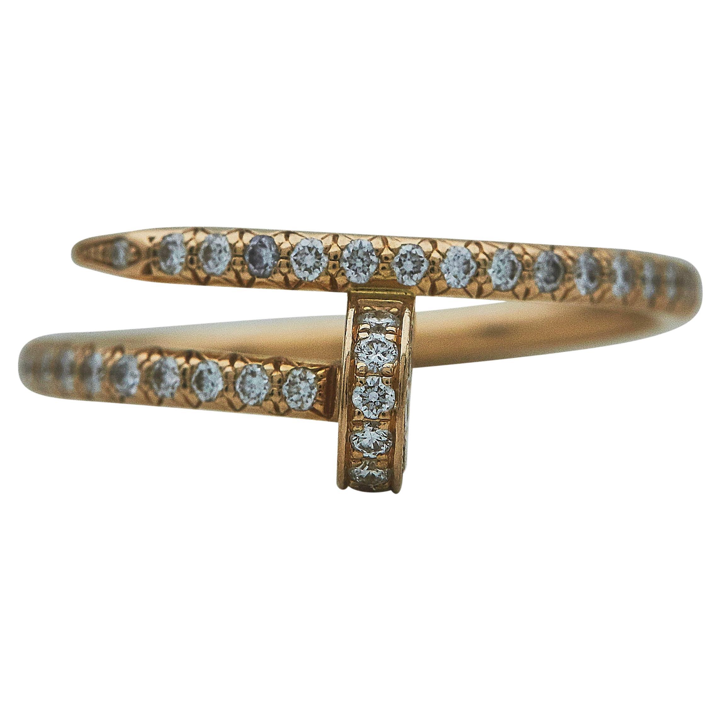 Cartier Juste un Clou Ring kleines Modell 18K Rose Gold halb gepflastert Größe 52 im Angebot