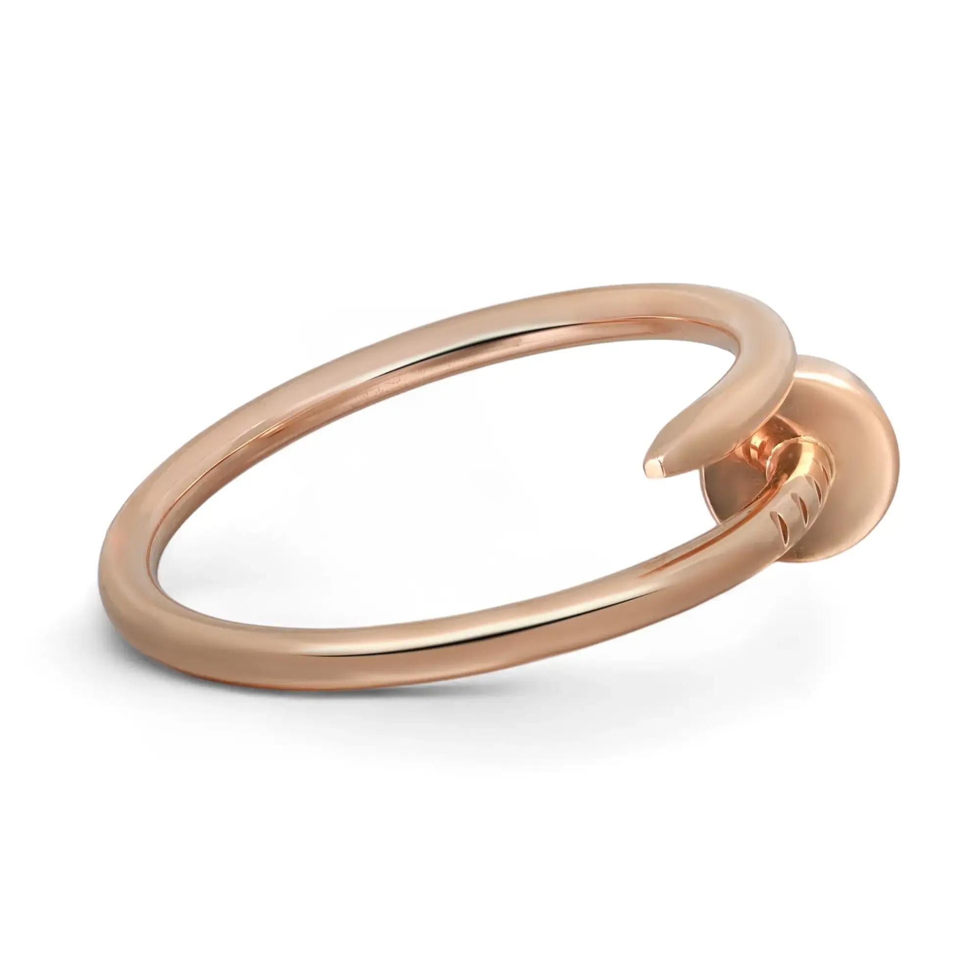 Cartier Juste Un Clou Ring Small Model 18K Rose Gold Size 55 In Excellent Condition For Sale In New York, NY