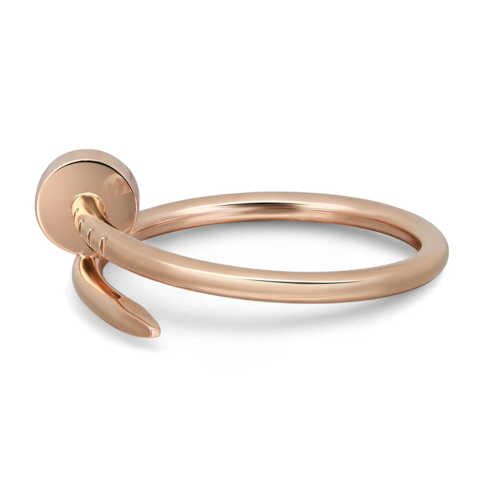 Women's Cartier Juste Un Clou Ring Small Model 18K Rose Gold Size 55 For Sale