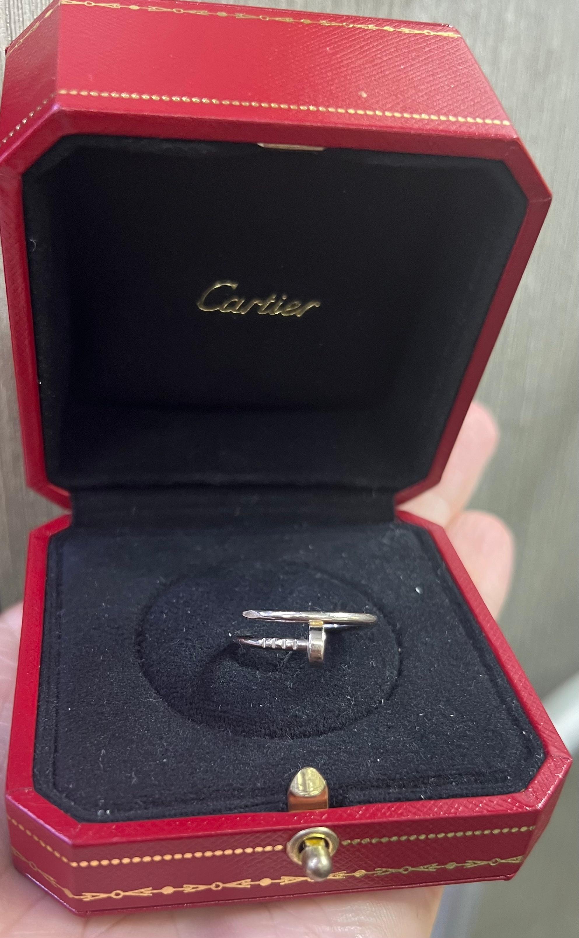 Modern Cartier Juste Un Clou Ring Small Model White Gold Size 54 For Sale