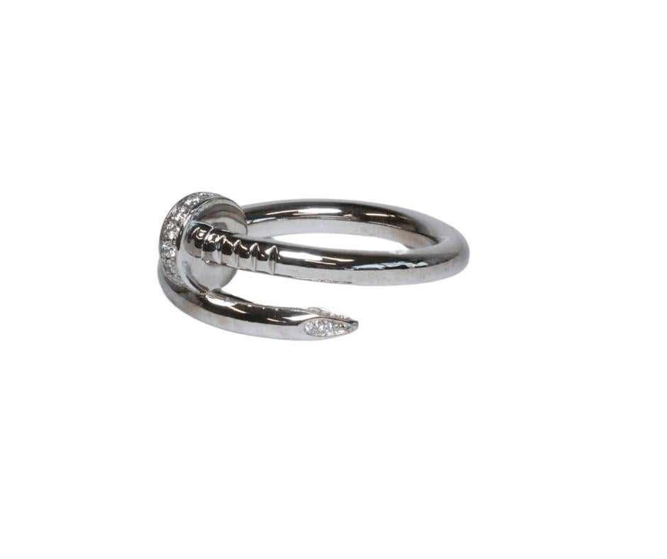 Moderno Anello Cartier Juste Un Clou con diamanti in oro bianco 18k misura 57/USA 8 in vendita