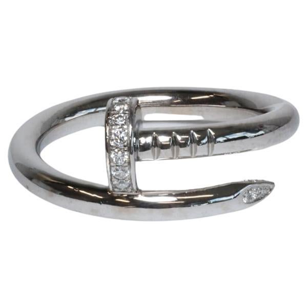 Cartier Juste Un Clou Ring with Diamonds 18k White Gold size 57/ US 8