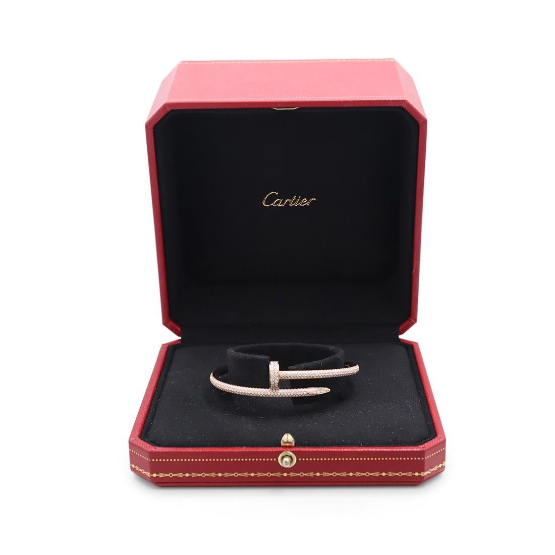 Brilliant Cut Cartier Juste Un Clou Rose Gold and Diamond Bracelet