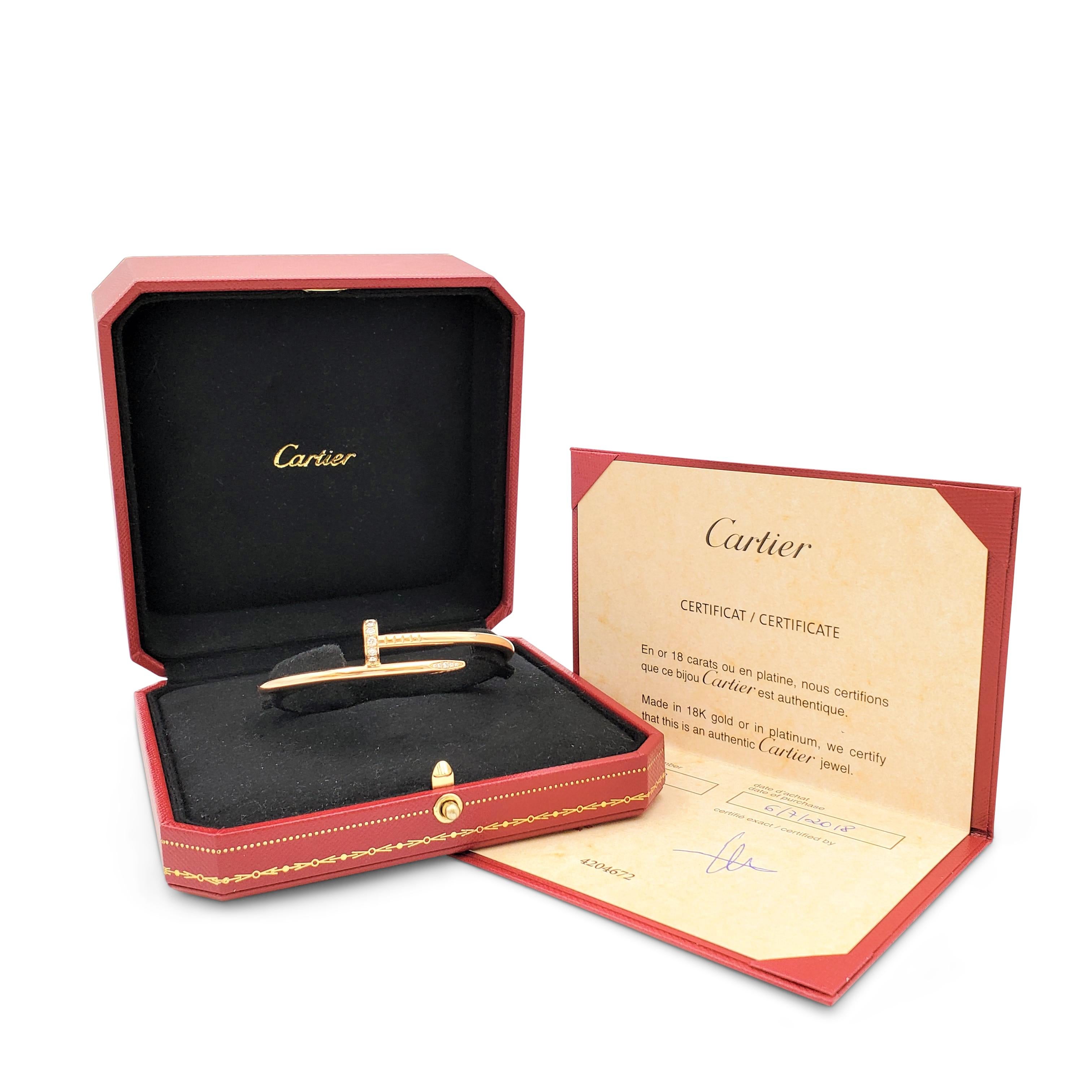 Women's or Men's Cartier 'Juste un Clou' Rose Gold and Diamond Bracelet
