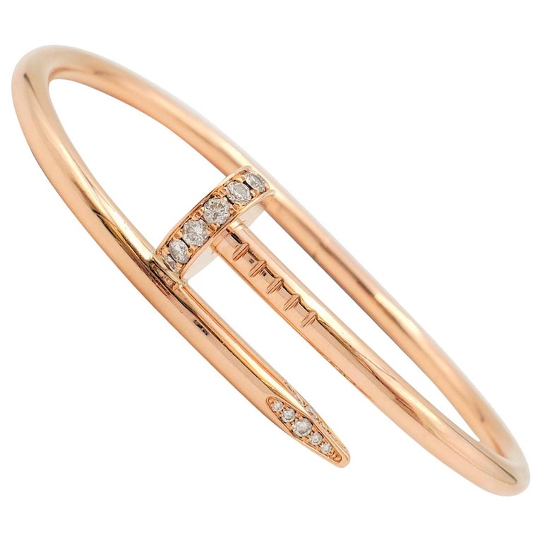 Cartier 'Juste un Clou' Rose Gold and Diamond Bracelet at 1stDibs | cartier  nail bracelet with diamonds, cartier bracelet nail diamond, cartier juste  un clou bracelet weight