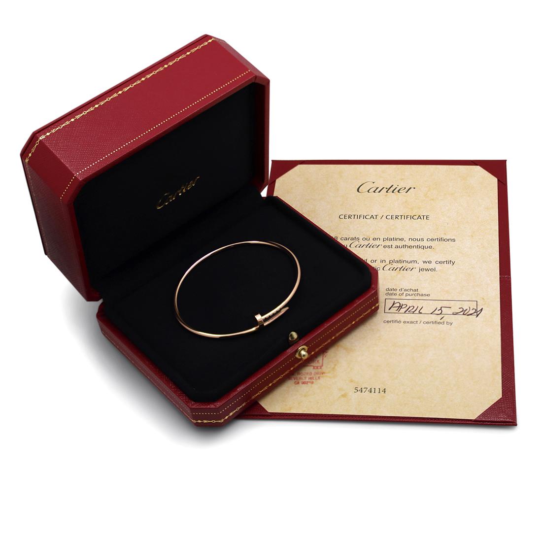 Cartier Juste Un Clou Rose Gold Bracelet, Small Model In Excellent Condition In New York, NY