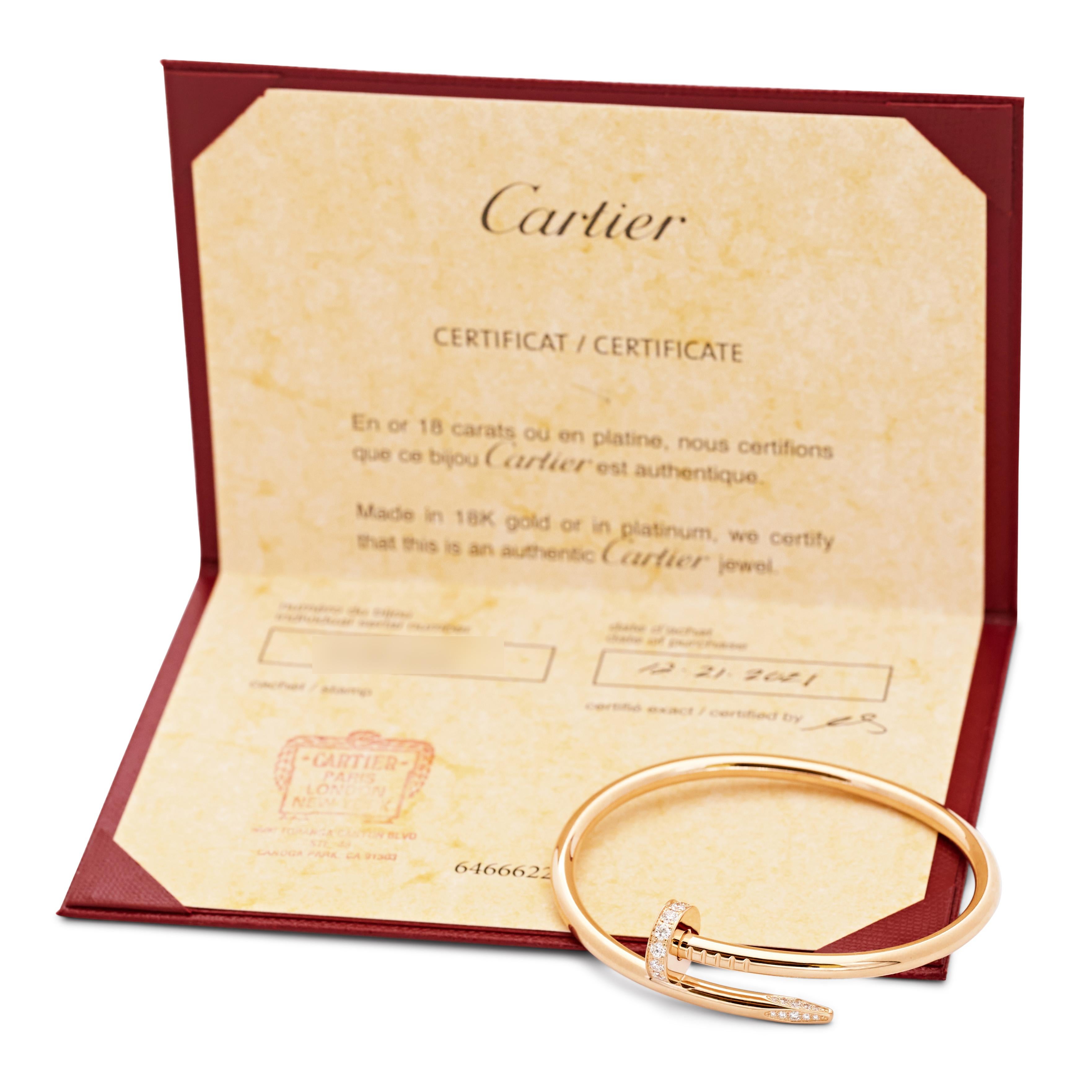 cartier juste un clou serial number