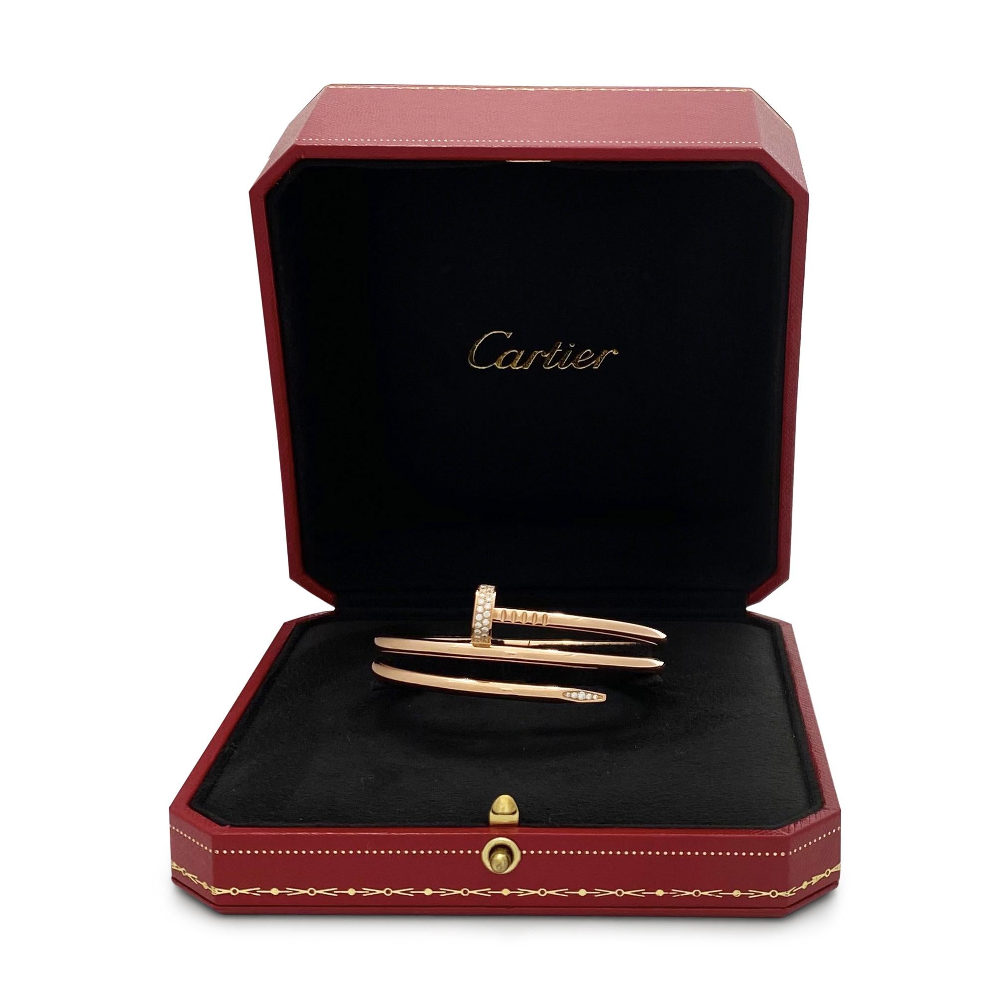 Round Cut Cartier 'Juste un Clou' Rose Gold Diamond Bracelet