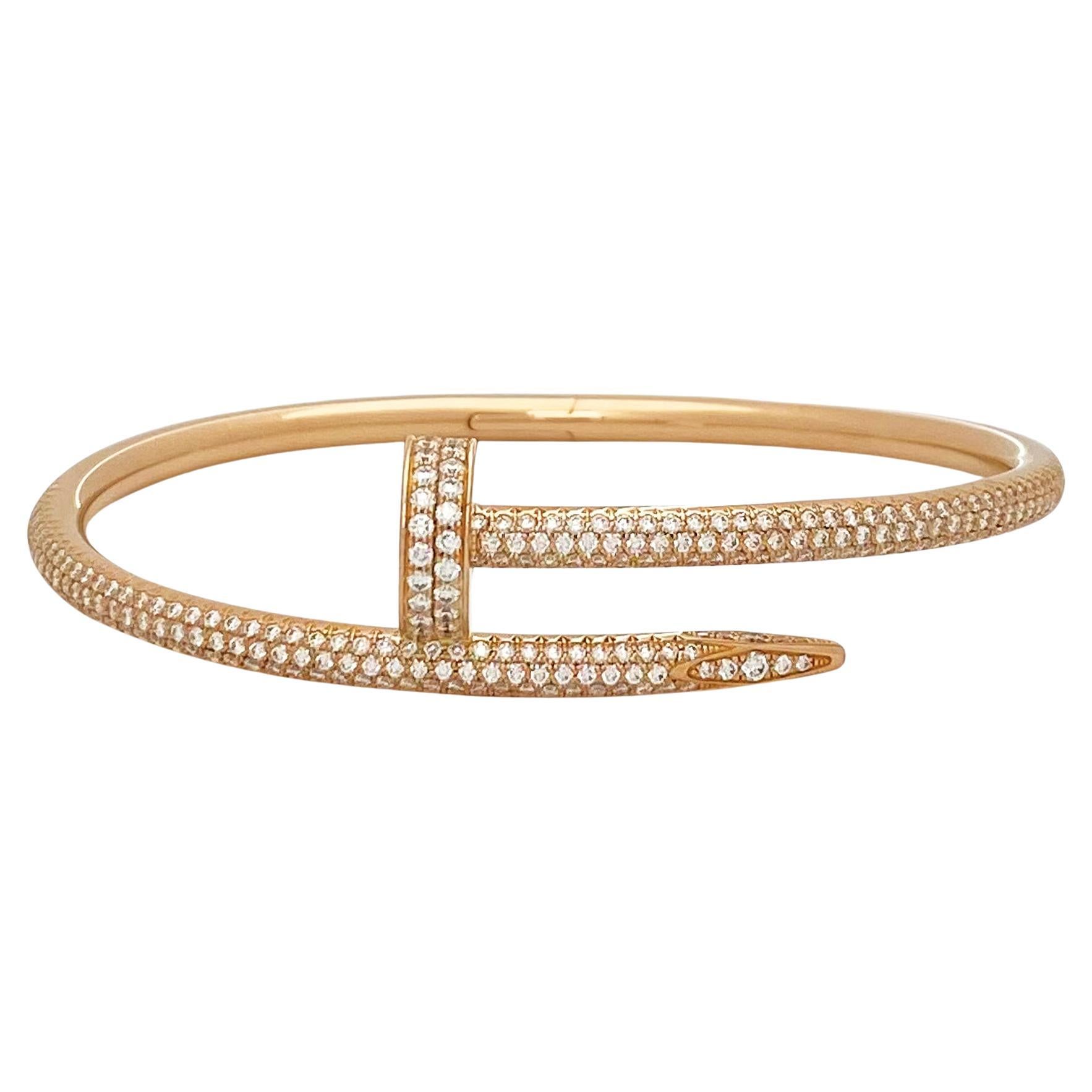 Cartier Juste un Clou Rose Gold Diamond Bracelet For Sale at 1stDibs | cartier  bracelet, women's cartier nail bracelet, cartier diamond bracelet