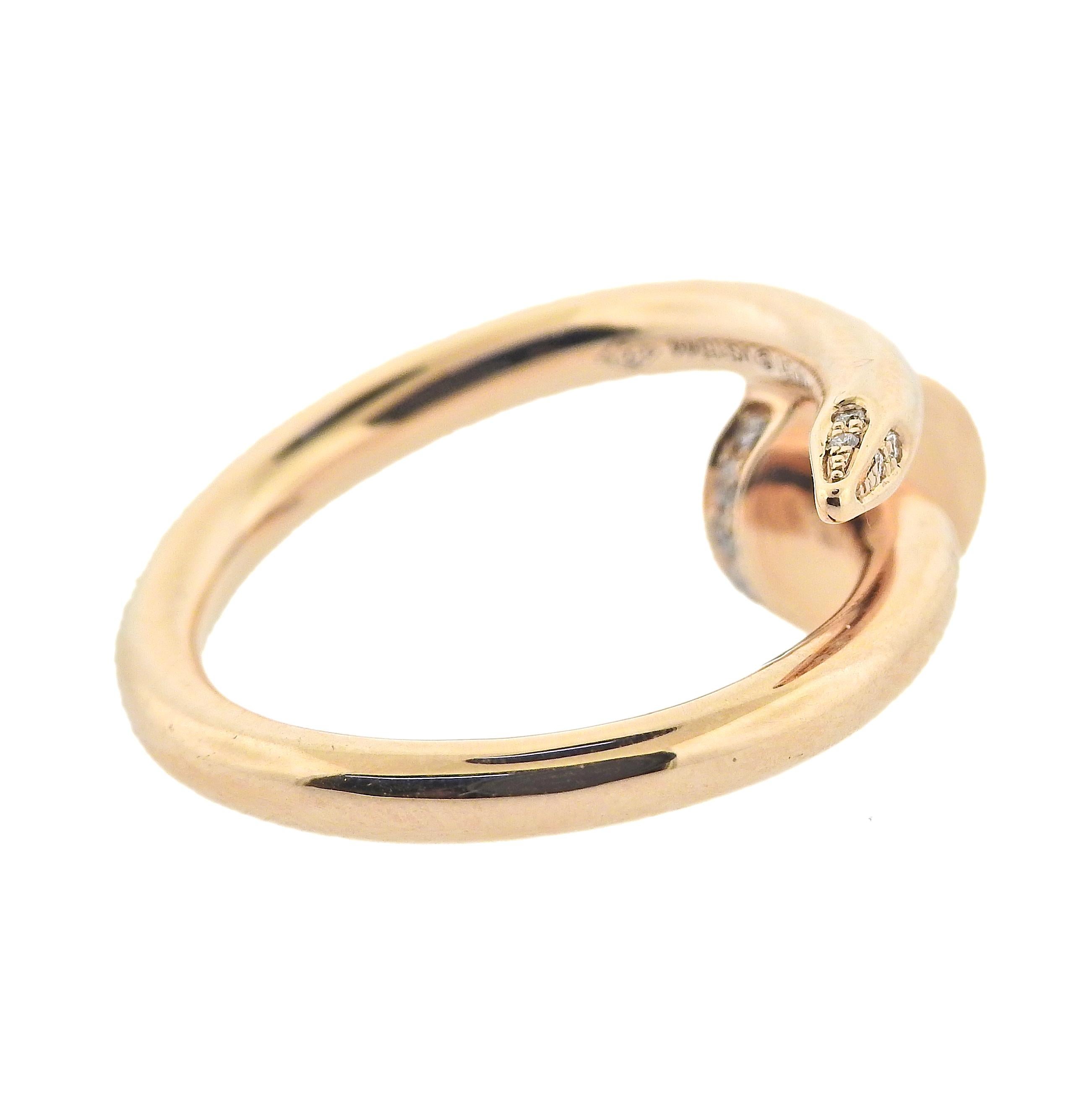 Cartier Juste Un Clou Rose Gold Diamond Nail Ring In Excellent Condition In Lambertville, NJ