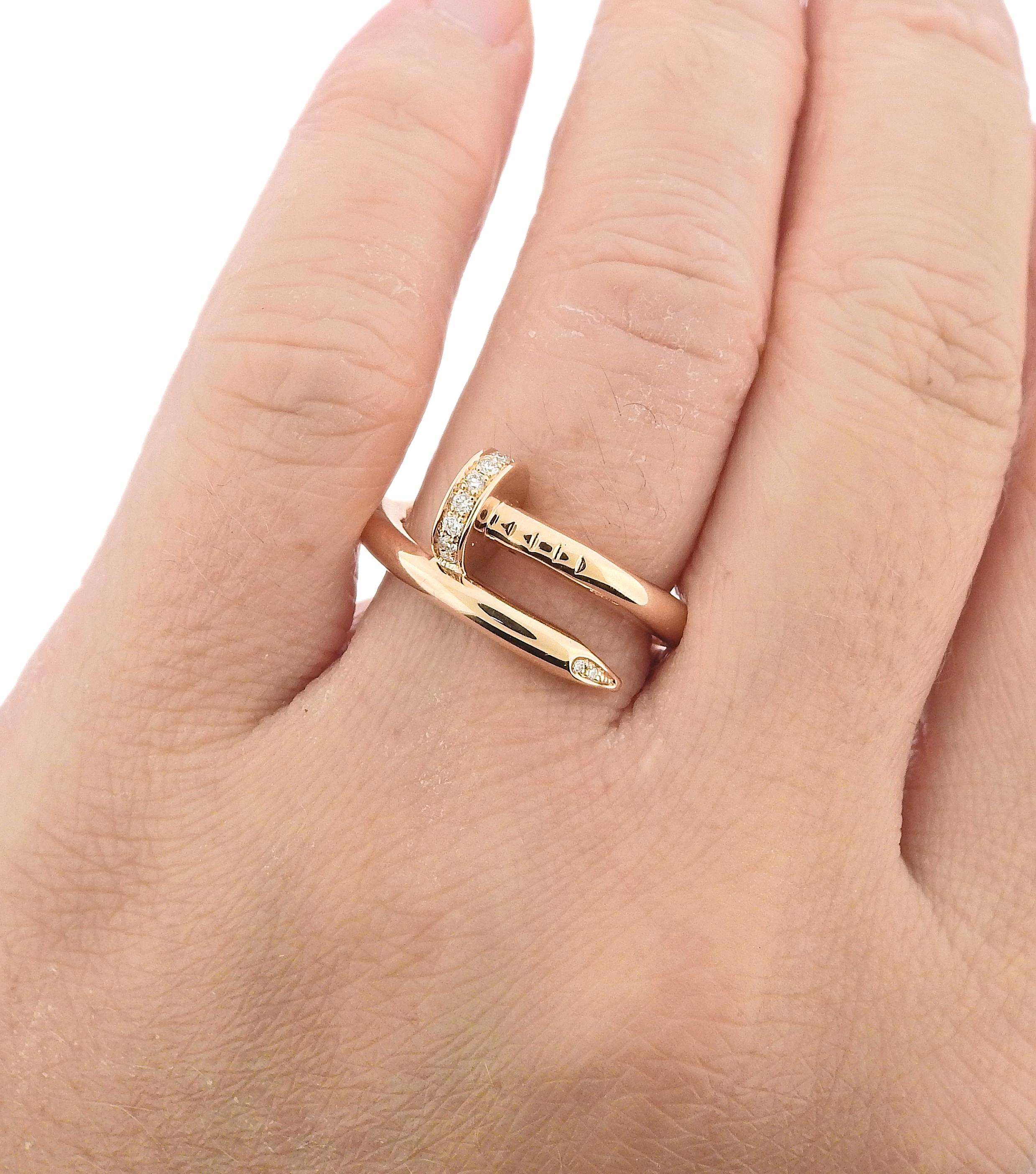 Women's or Men's Cartier Juste Un Clou Rose Gold Diamond Nail Ring