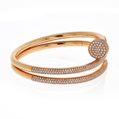 Cartier Rose Gold Juste Un Clou Diamond Pave Double Nail Bracelet