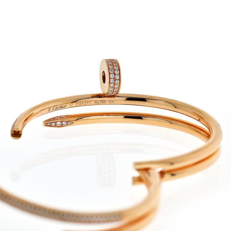 Cartier Rose Gold Juste Un Clou Diamond Pave Double Nail Bracelet at