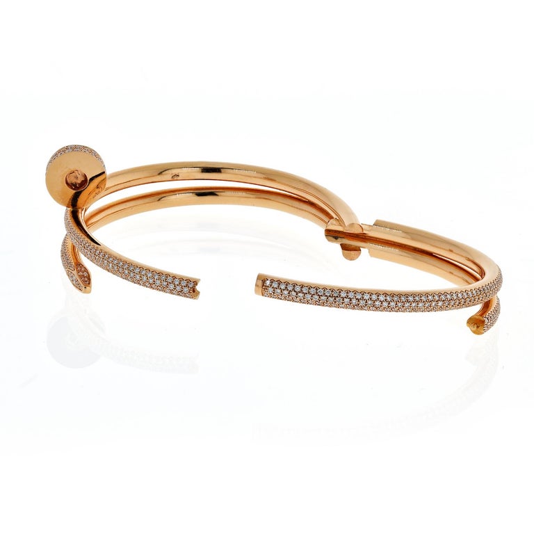 Bracelet double clou en or rose Juste Un Clou avec diamants pavés de Cartier  sur 1stDibs