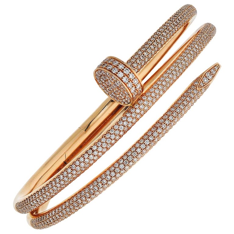 Cartier Rose Gold Juste Un Clou Diamond Pave Double Nail Bracelet at  1stDibs | cartier diamond nail bracelet, diamond cartier nail bracelet,  cartier double nail bracelet