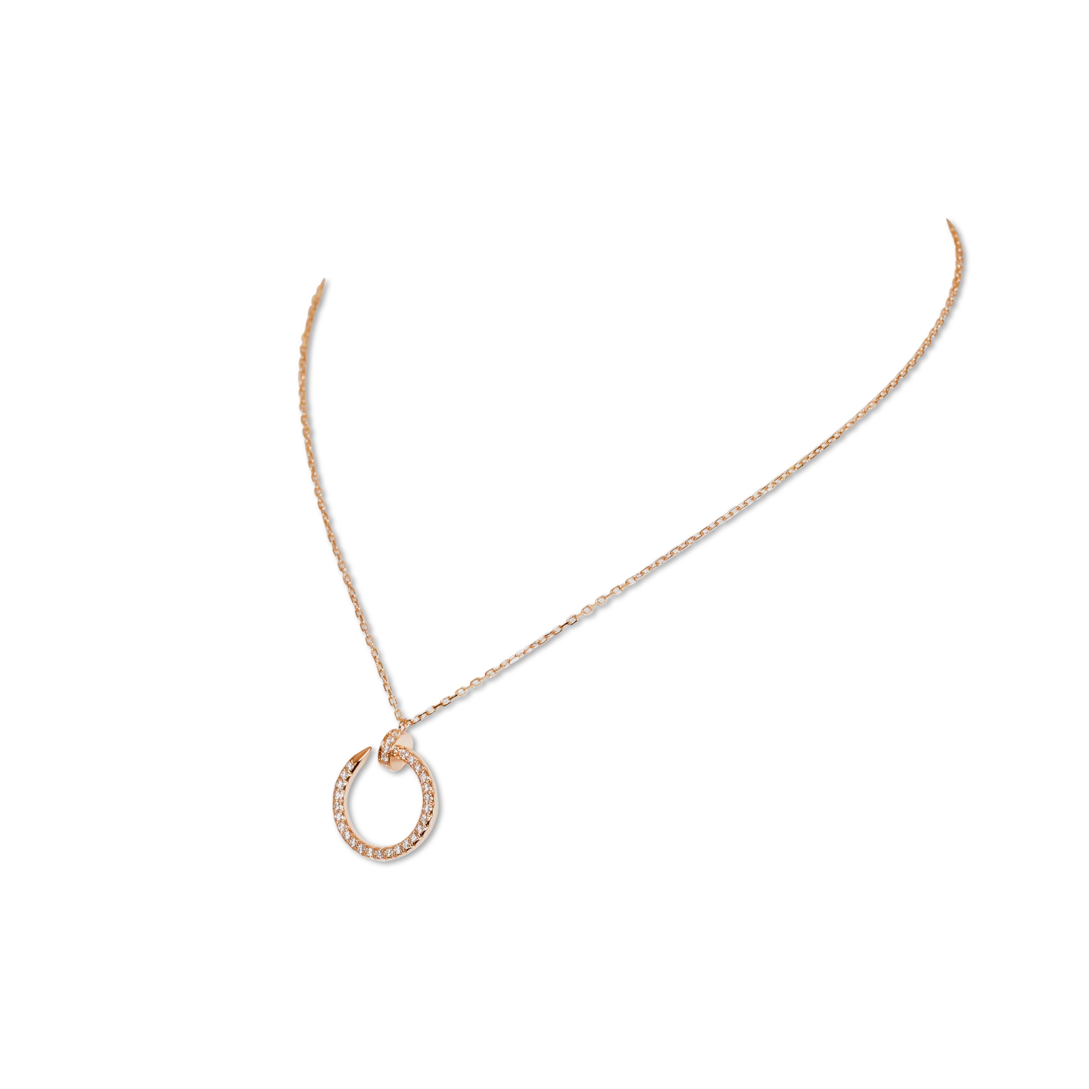 Round Cut Cartier Juste un Clou Rose Gold Diamond Pendant Necklace