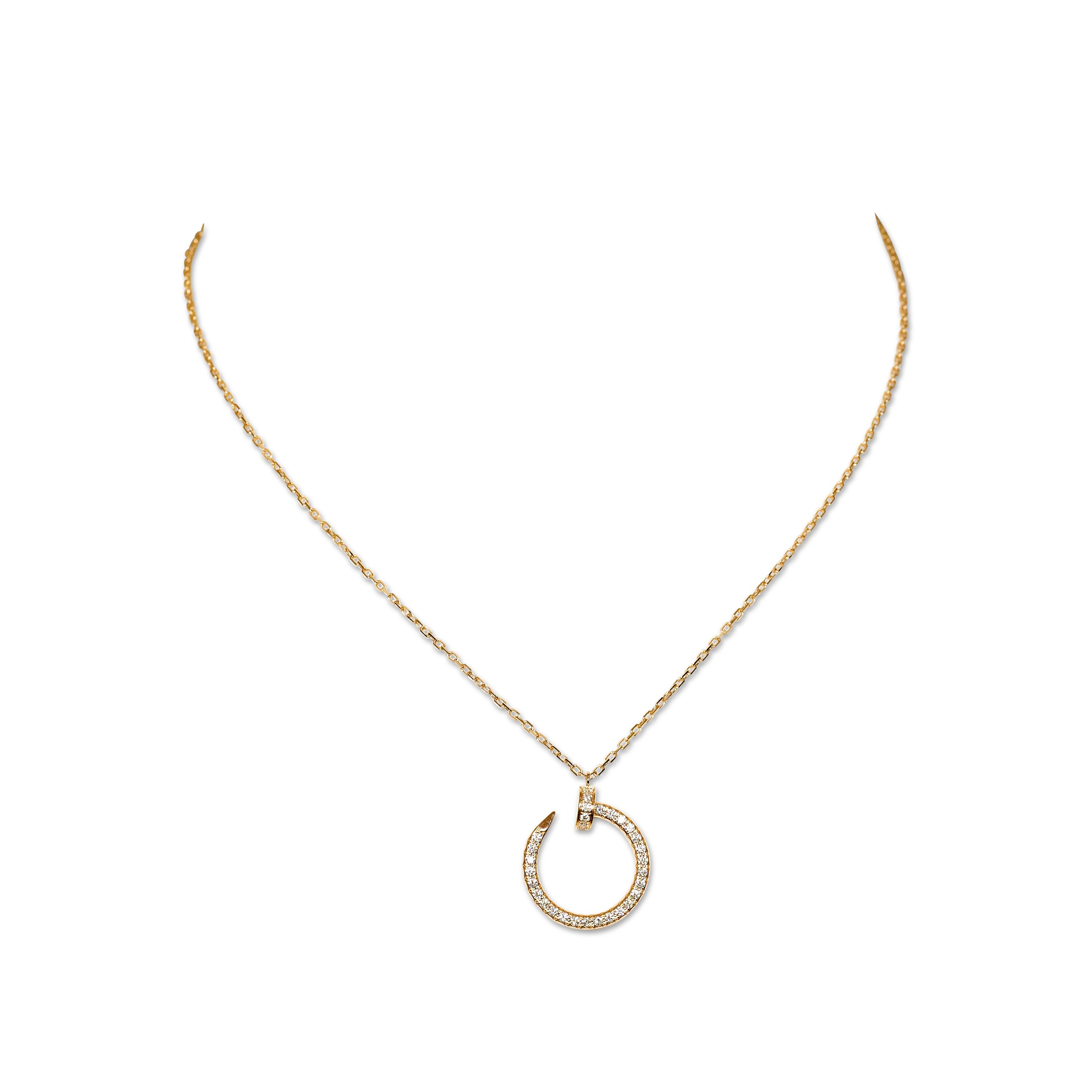 Cartier Juste un Clou Rose Gold Diamond Pendant Necklace In Excellent Condition In New York, NY