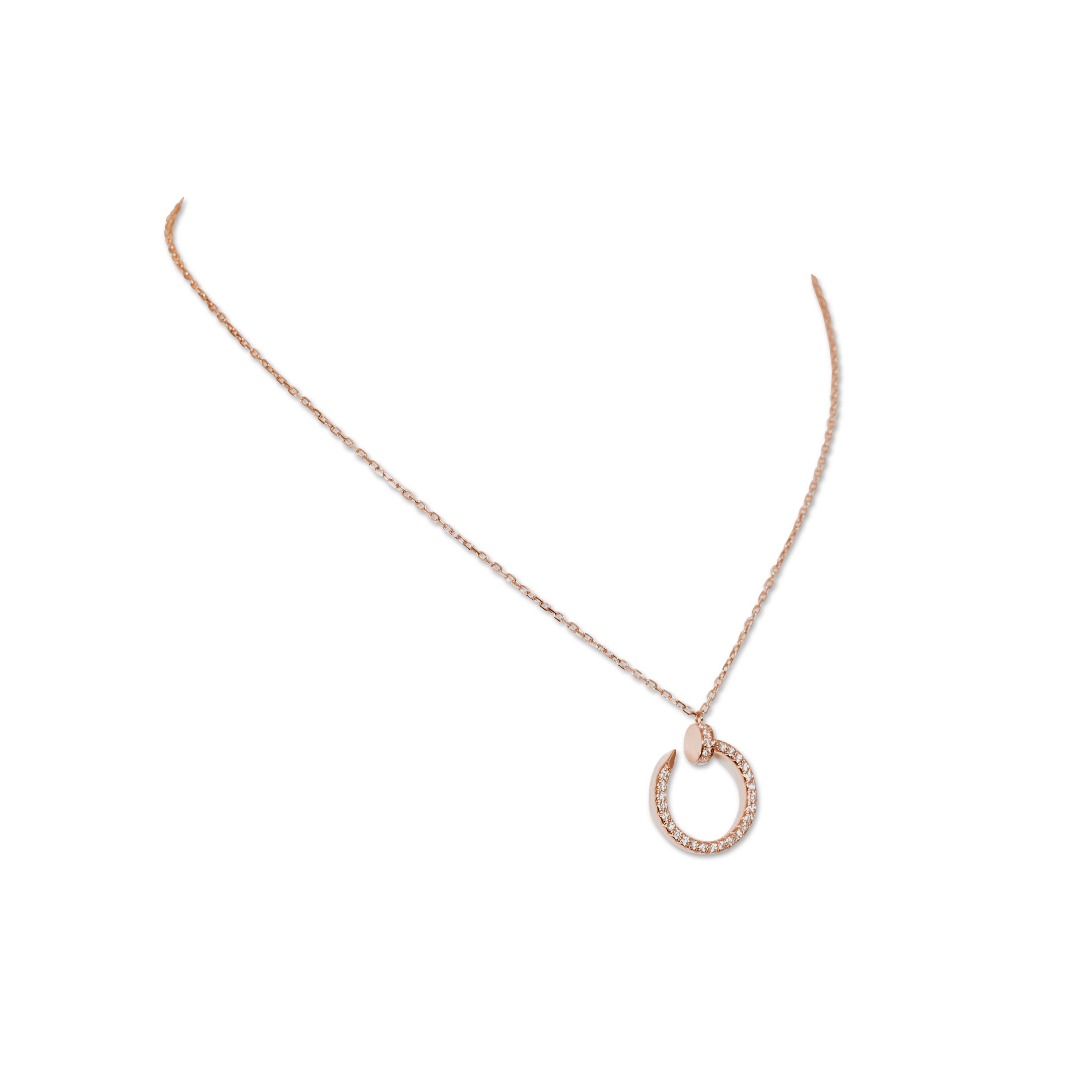 Women's or Men's Cartier Juste un Clou Rose Gold Diamond Pendant Necklace