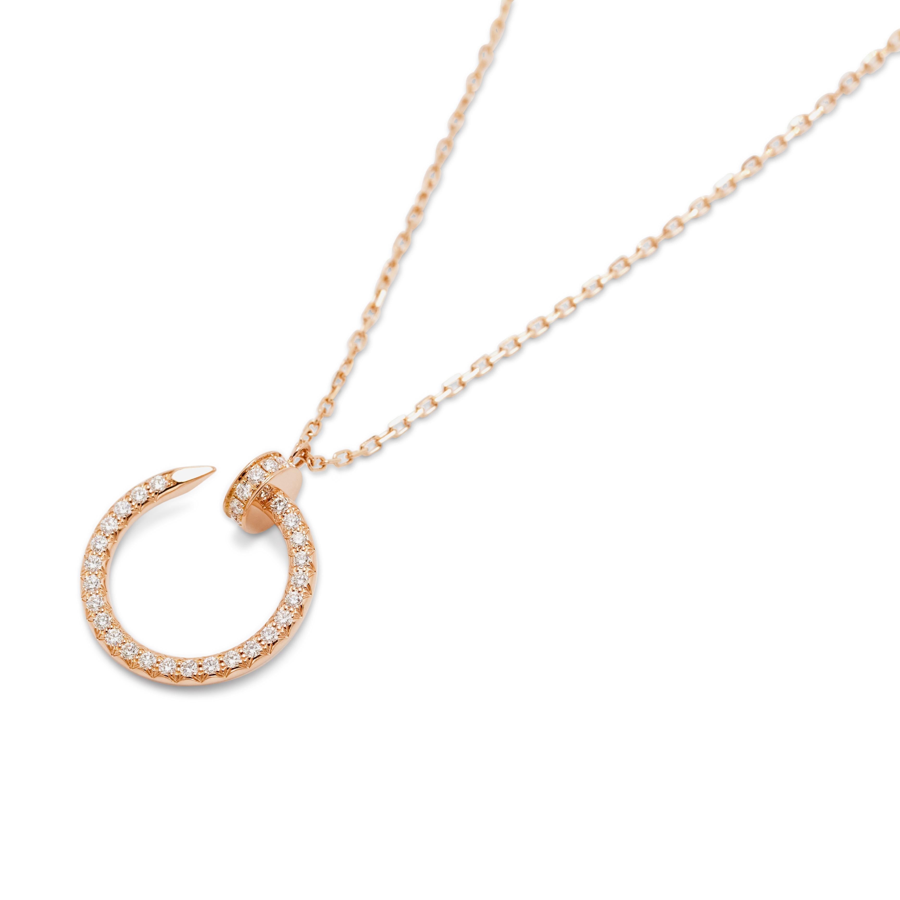 Cartier Juste un Clou Rose Gold Diamond Pendant Necklace In Excellent Condition In New York, NY