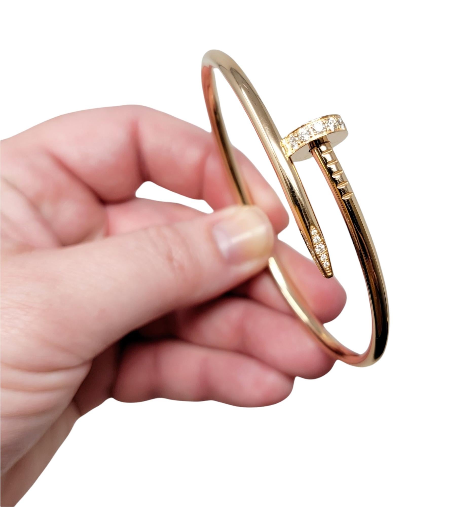 Cartier Juste un Clou Bracelet jonc à charnières en or rose avec diamants en vente 3