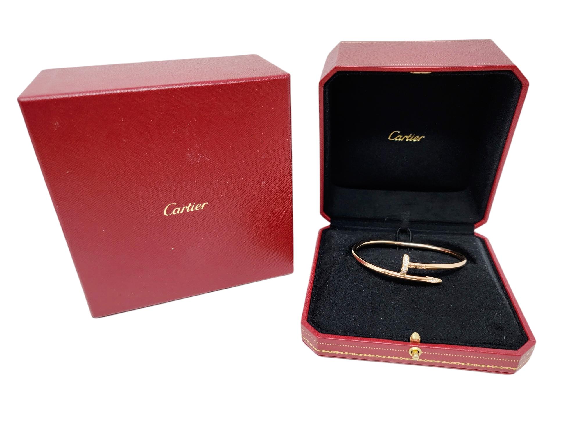 Cartier Juste un Clou Rose Gold Hinged Bangle Bracelet with Diamonds For Sale 4