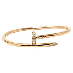 Cartier Juste un Clou Rose Gold Hinged Bangle Bracelet with Diamonds