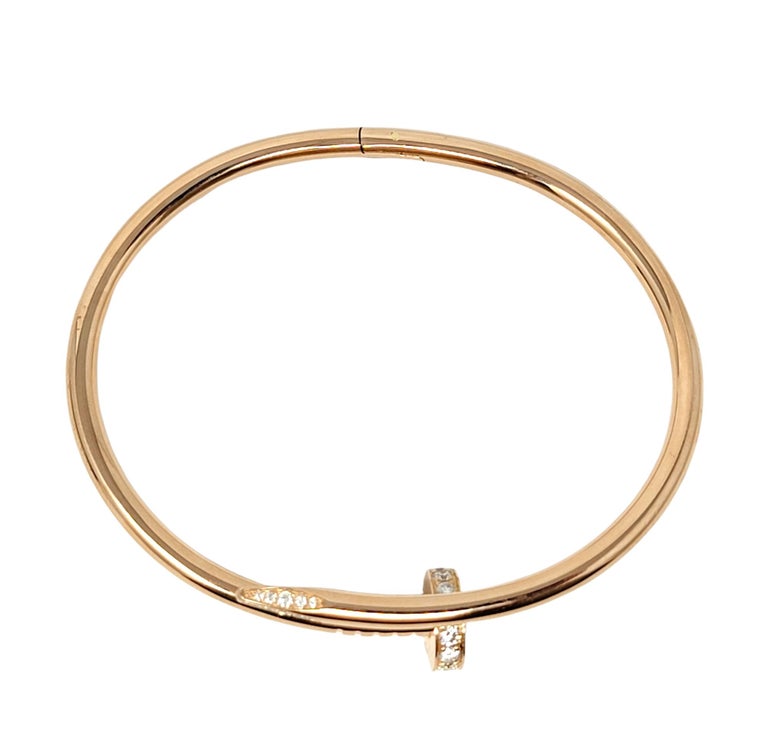 Cartier Juste un Clou Rose Gold Hinged Bangle Bracelet with Diamonds For  Sale at 1stDibs