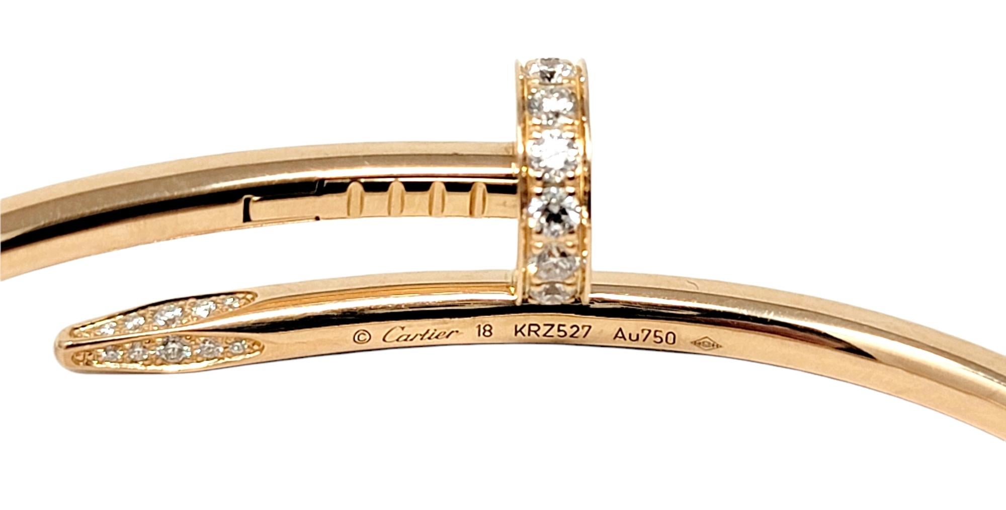 Cartier Juste un Clou Rose Gold Hinged Bangle Bracelet with Diamonds In Good Condition For Sale In Scottsdale, AZ