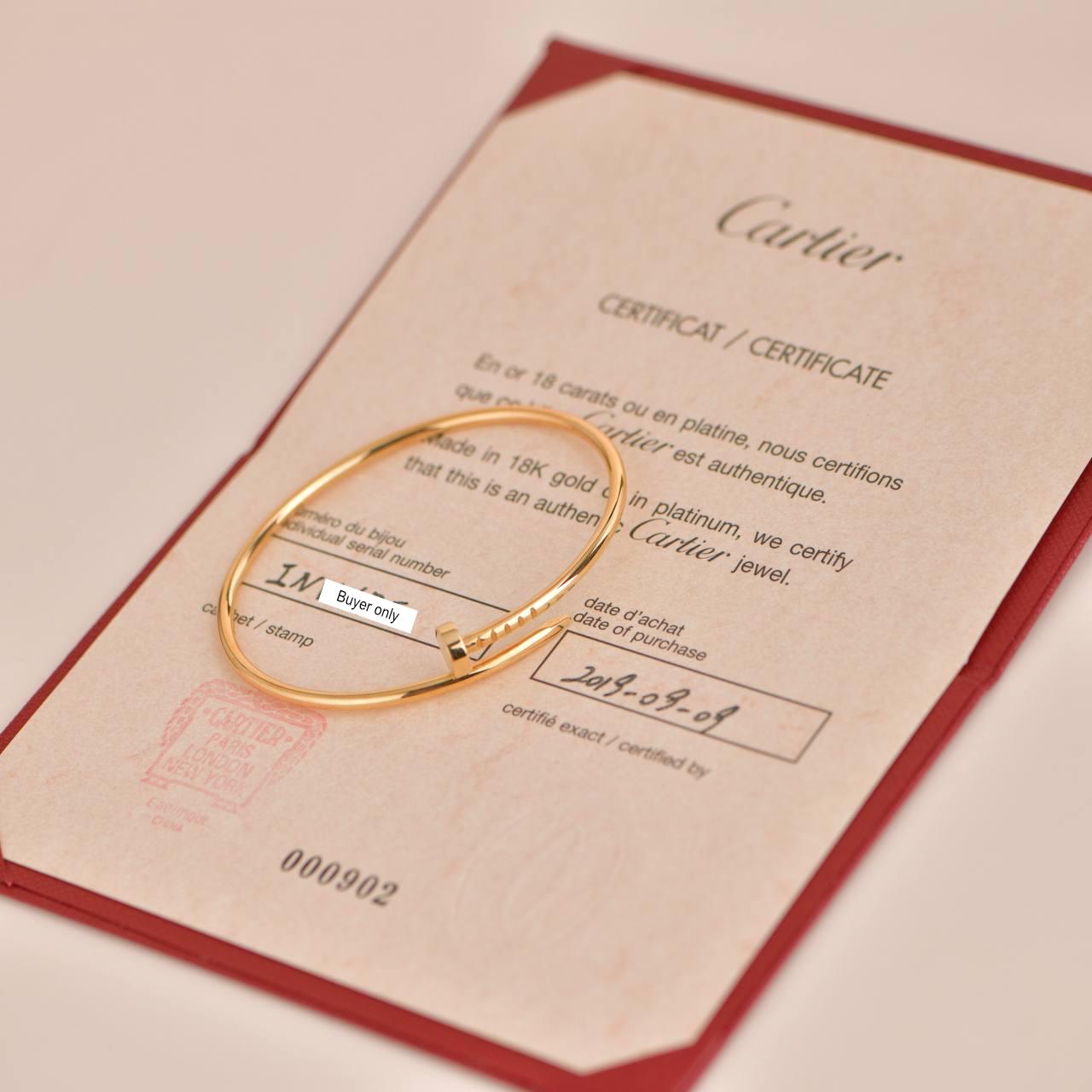 Cartier Juste un Clou Small Model Bracelet Yellow Gold Size 16 In Excellent Condition In Banbury, GB