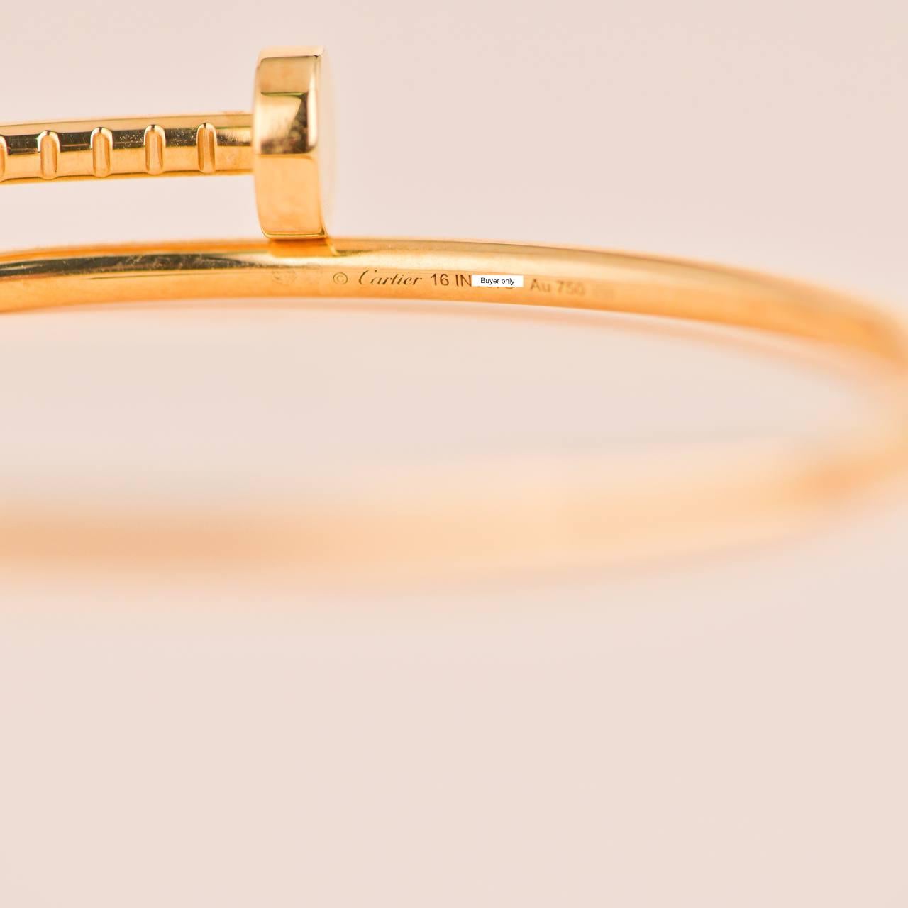 Cartier Juste un Clou Small Model Bracelet Yellow Gold Size 16 3