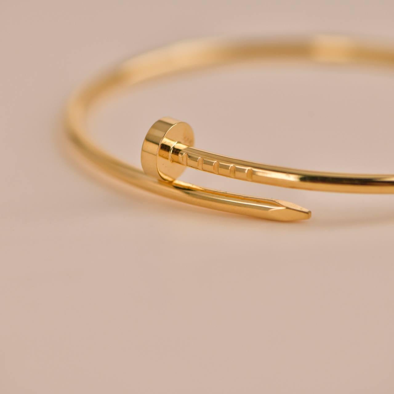 Cartier Juste un Clou Small Model Bracelet Yellow Gold Size 18 In Excellent Condition In Banbury, GB