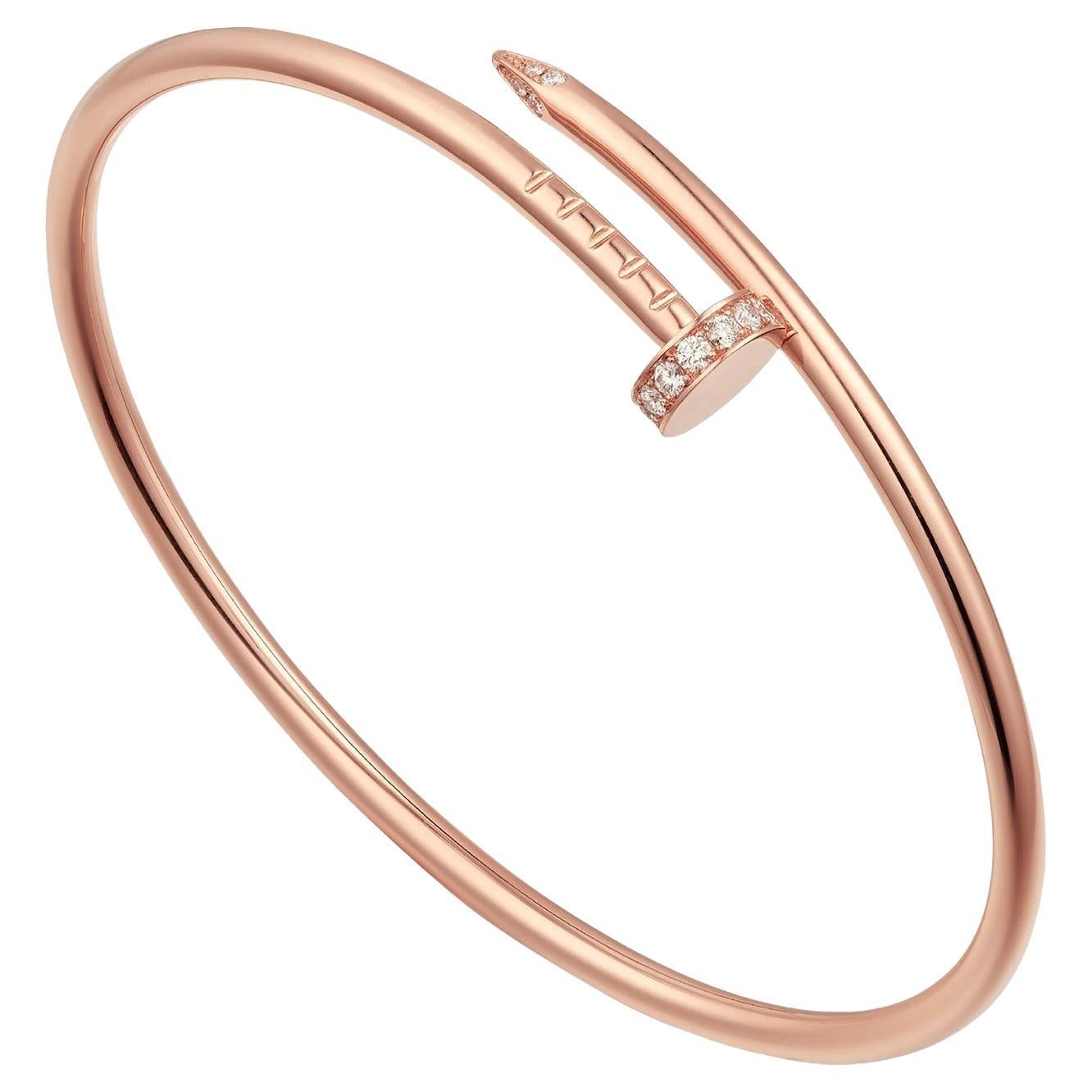 Cartier Juste Un Clou Small Model Brilliant-Cut Diamond Bracelet Rose Gold For Sale