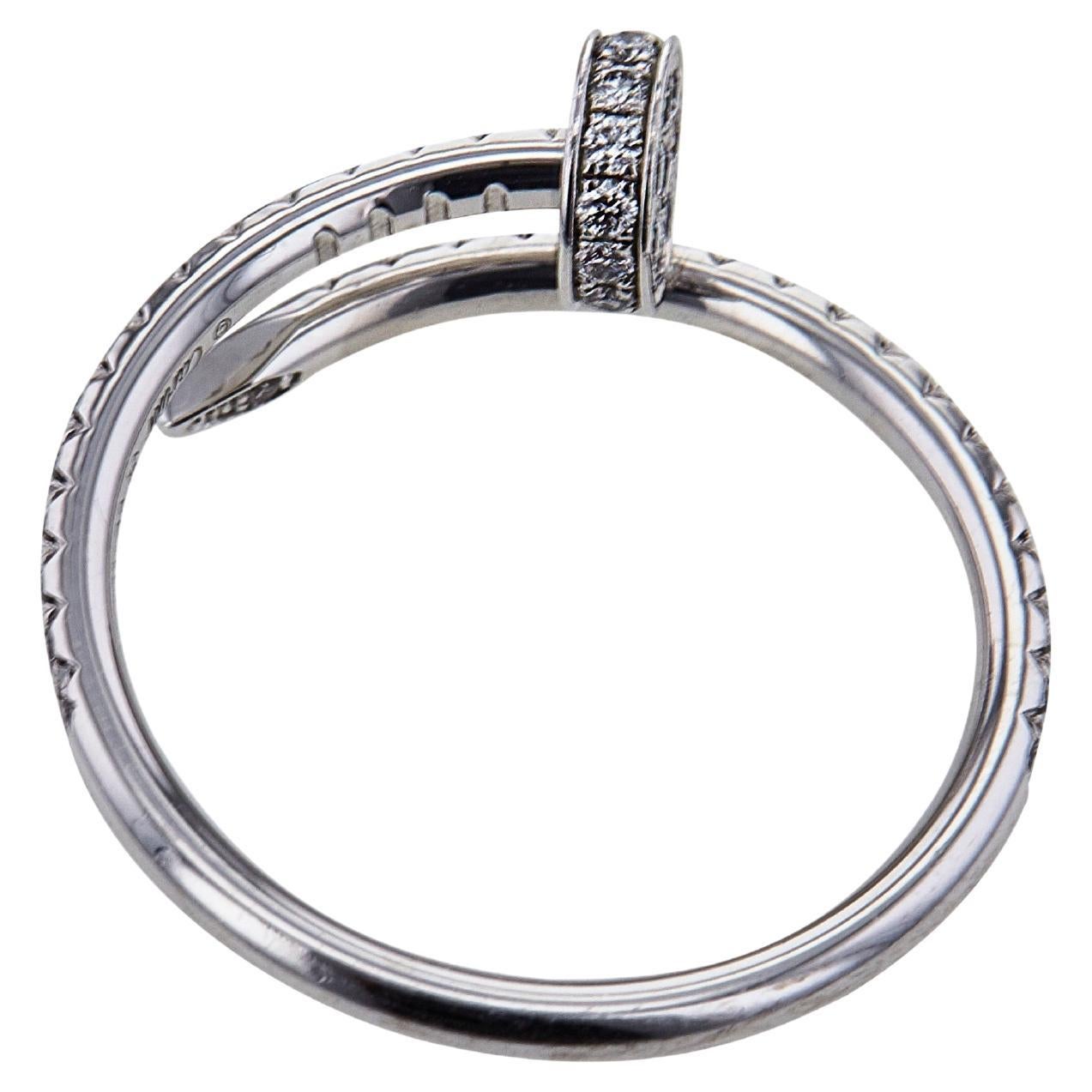 Cartier 'Juste Un Clou' White Gold and Diamond ring. Size 54 For Sale