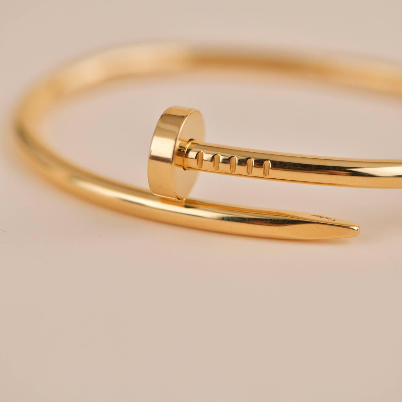 Cartier Juste un Clou Yellow Gold Bracelet Size 17 In Excellent Condition In Banbury, GB