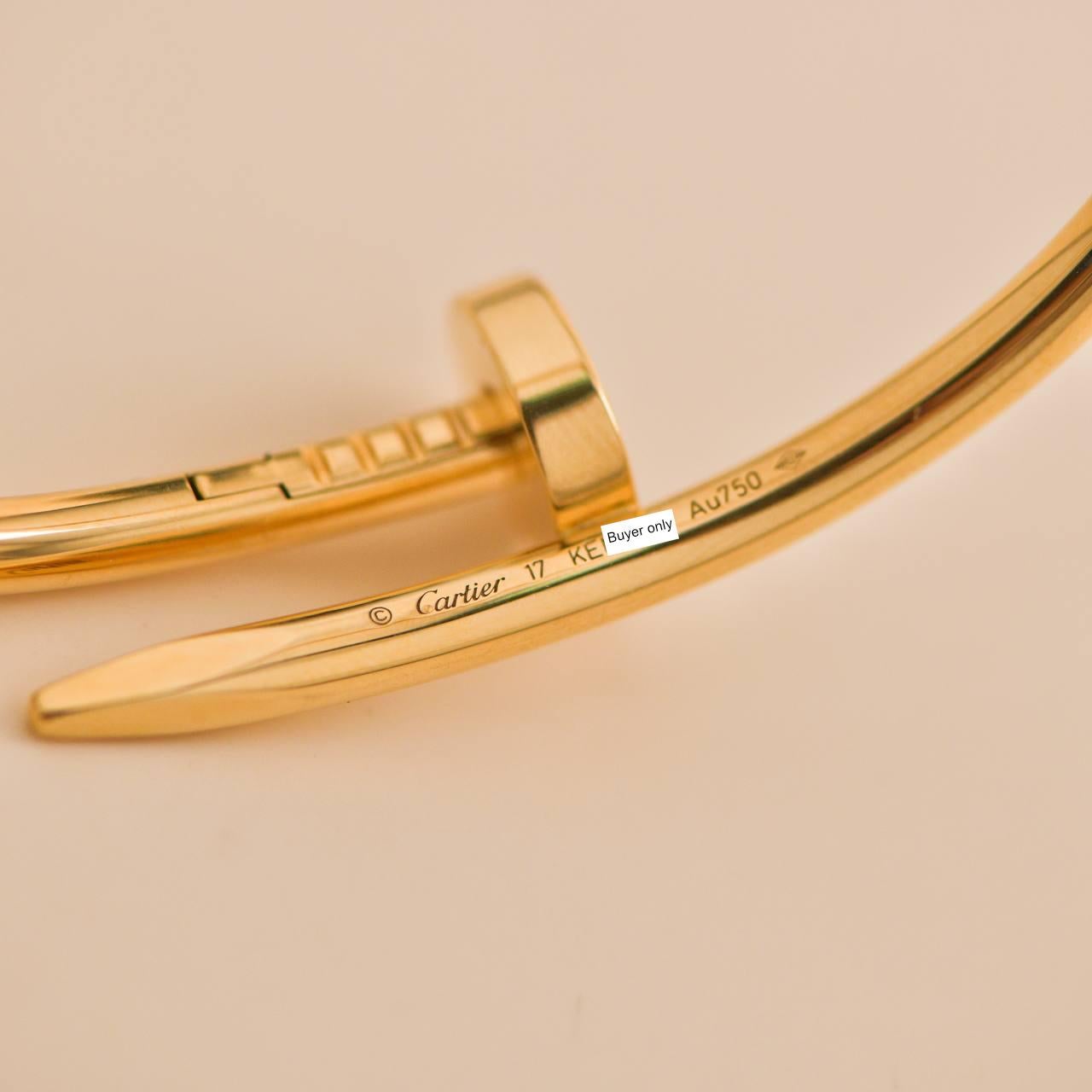 Women's or Men's Cartier Juste un Clou Yellow Gold Bracelet Size 17
