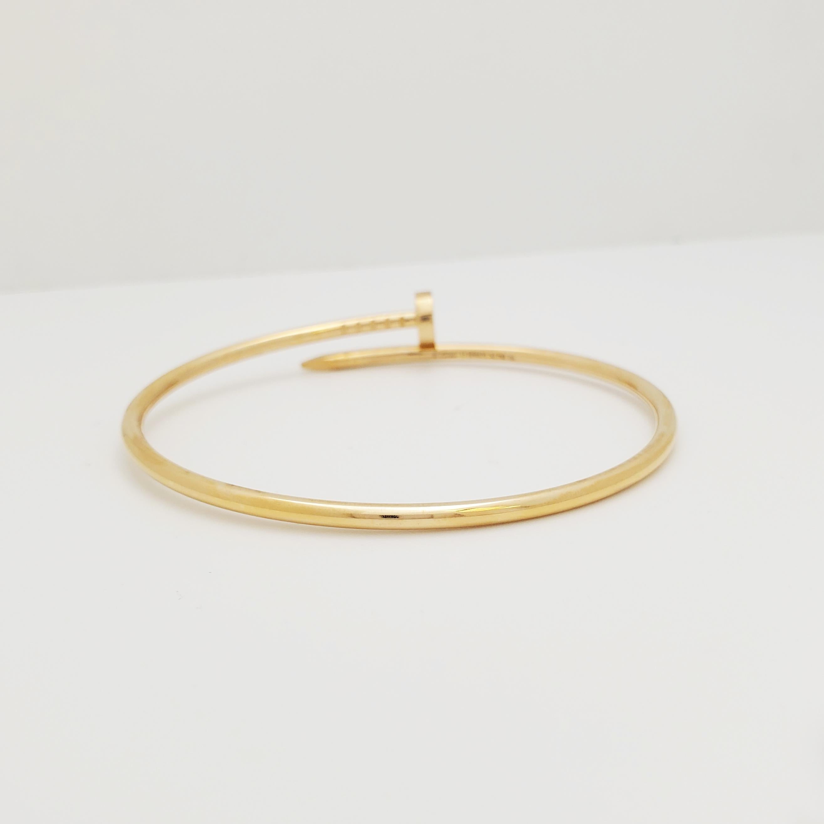 Cartier Juste un Clou Yellow Gold Bracelet, Small Model In Excellent Condition In New York, NY