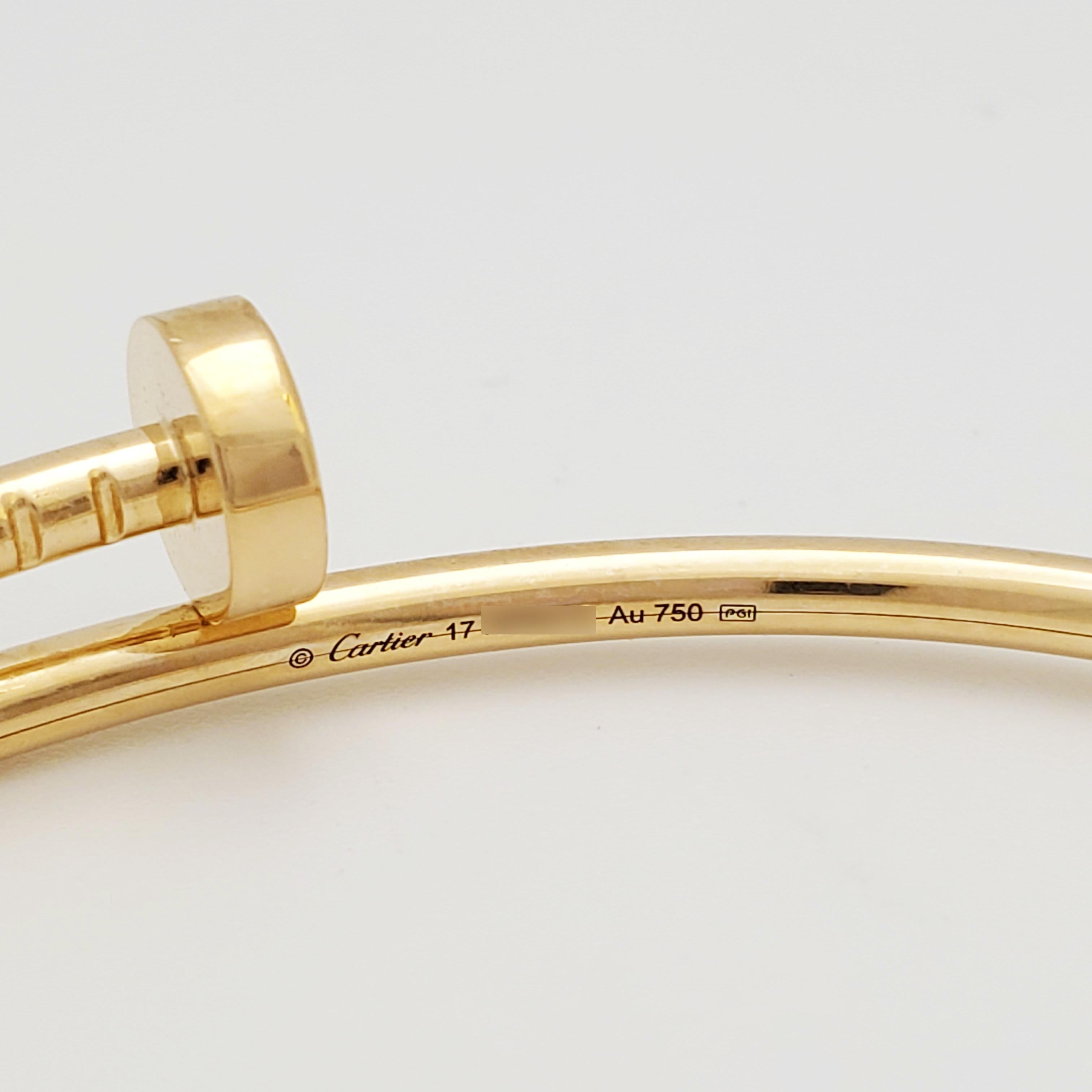 Women's or Men's Cartier Juste un Clou Yellow Gold Bracelet, Small Model