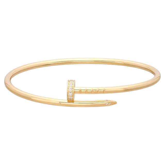 Cartier Juste un Clou Diamond Rose Gold Nail Bangle Bracelet at 1stDibs