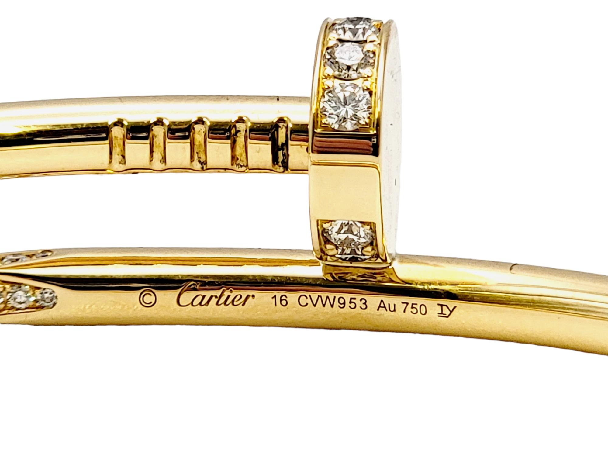 Cartier Juste un Clou Yellow Gold Hinged Bangle Bracelet with Diamonds 5