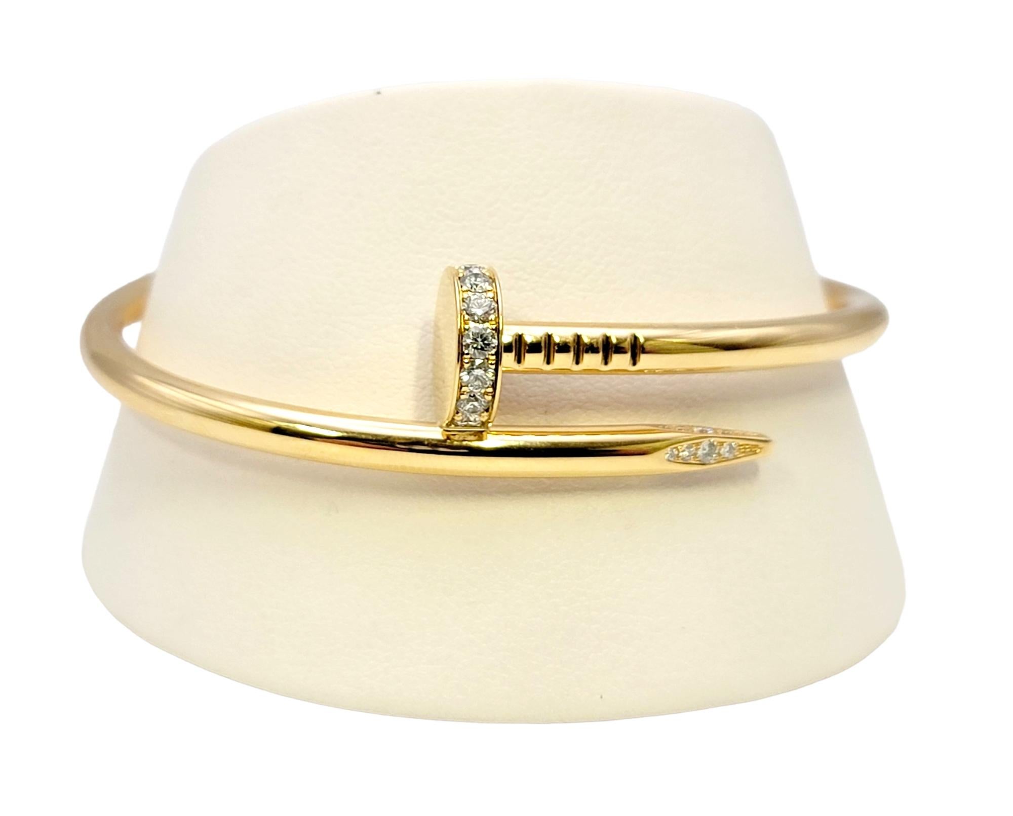 Cartier Juste un Clou Yellow Gold Hinged Bangle Bracelet with Diamonds 6
