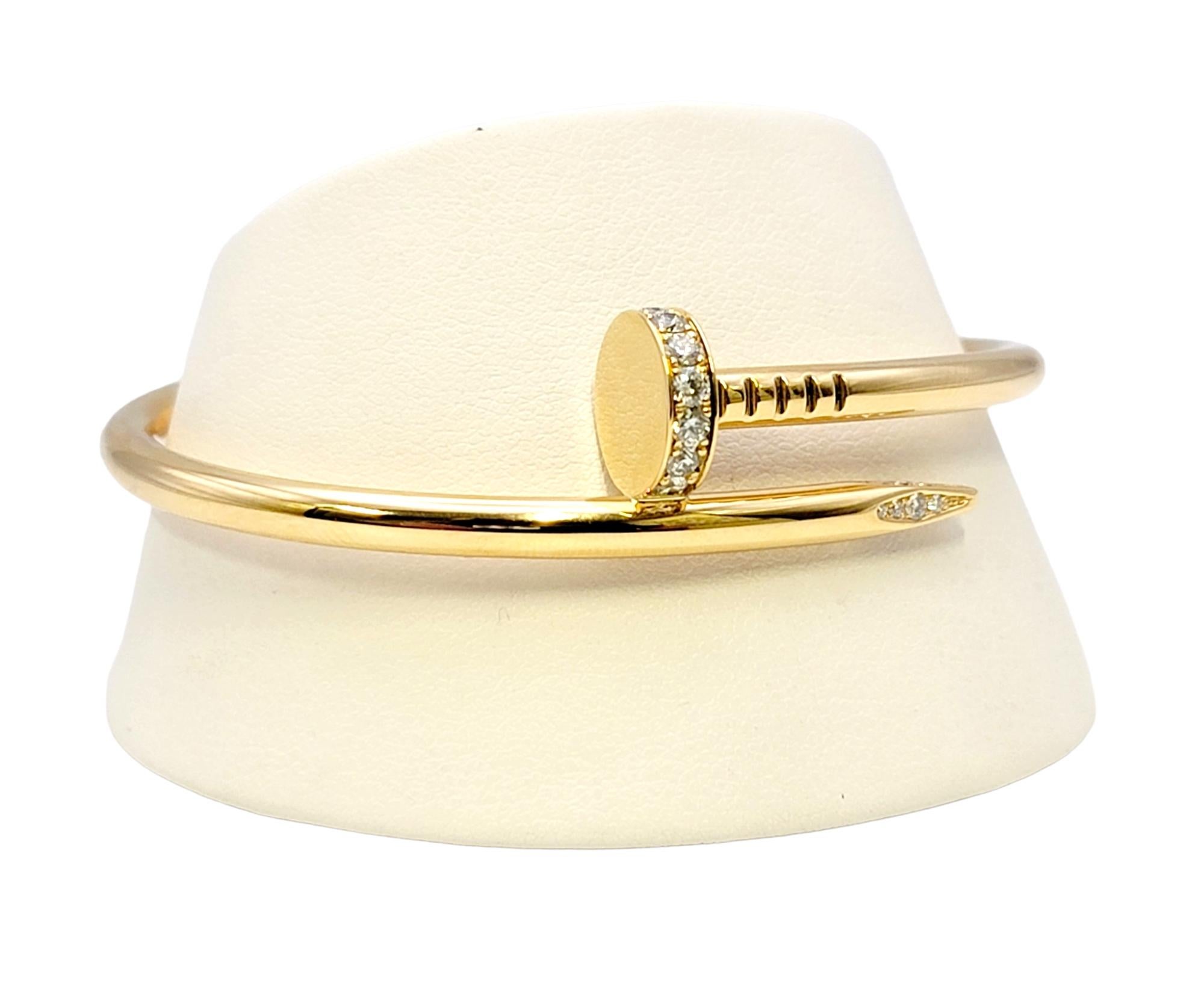 Cartier Juste un Clou Yellow Gold Hinged Bangle Bracelet with Diamonds 7